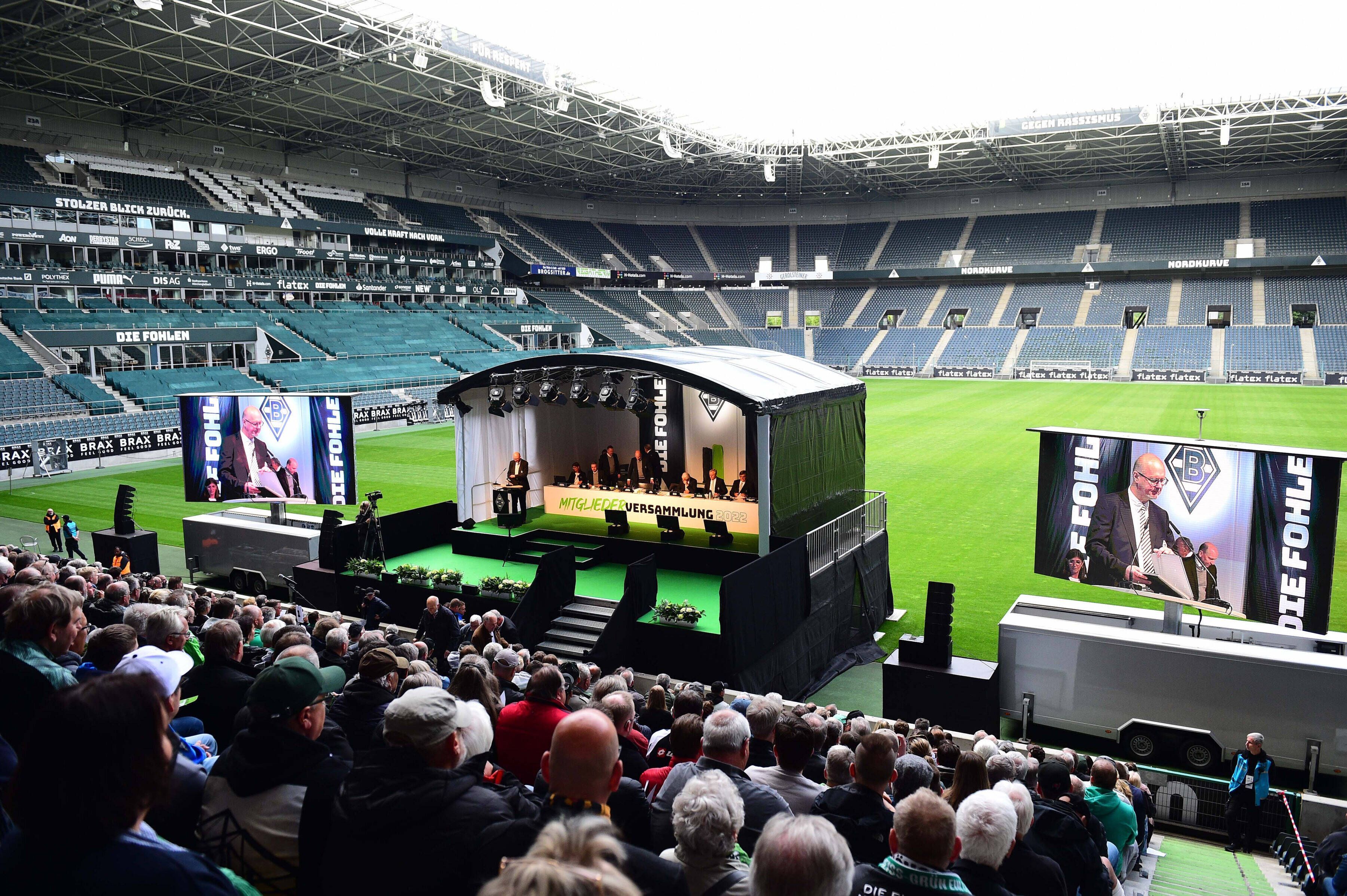 Mitgliederversammlung von Fußball-Bundesligist Borussia Mönchengladbach im Borussia-Park. Dieses Foto zeigt die Veranstaltung aus dem vergangenen Jahr (30. Mai 2022).