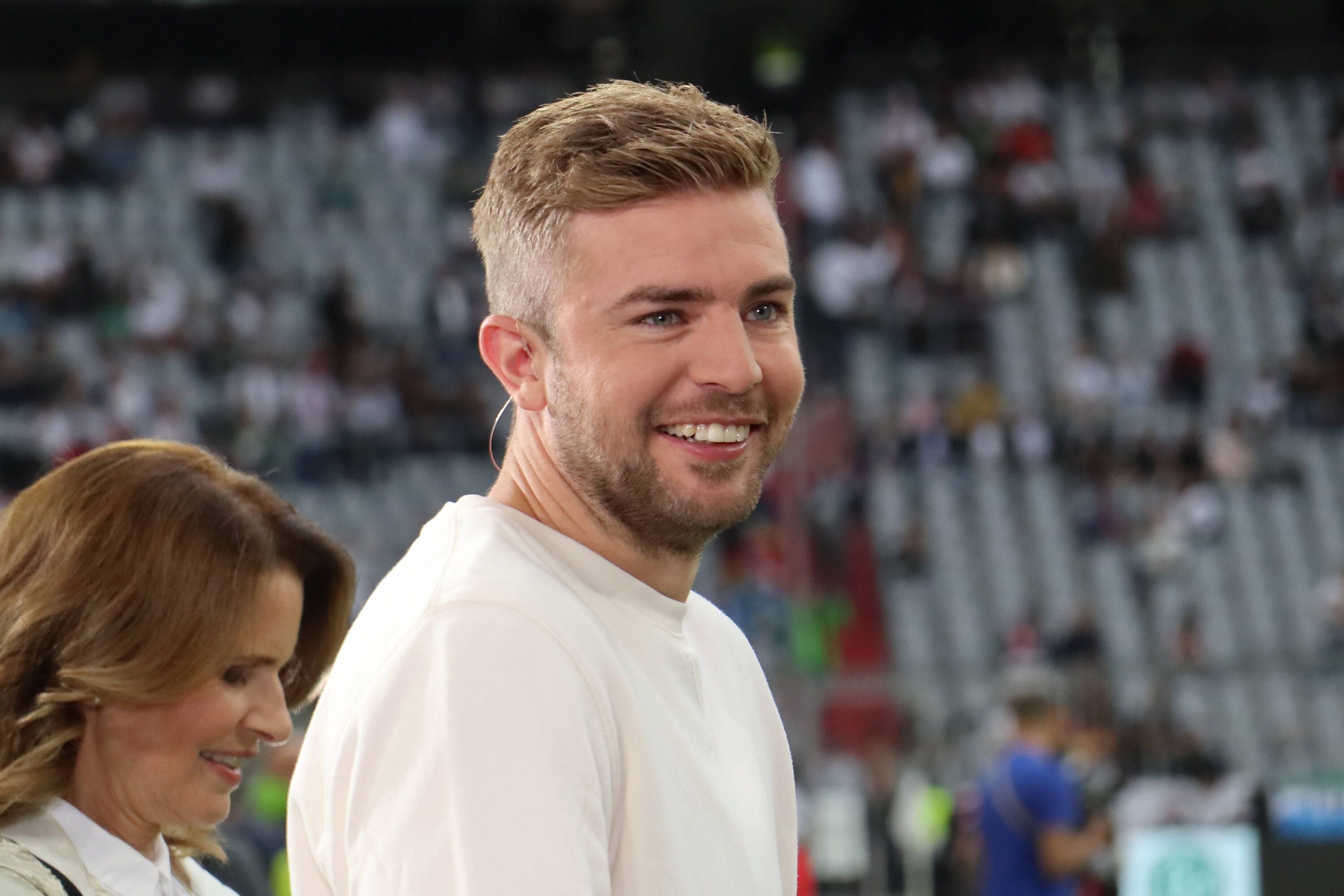 Gladbach-Profi und Weltmeister Christoph Kramer, hier zu sehen als ZDF-Experte am 7. Juni 2022 am Rande der UEFA-Nations-League-Partie zwischen Deutschland und England in München.