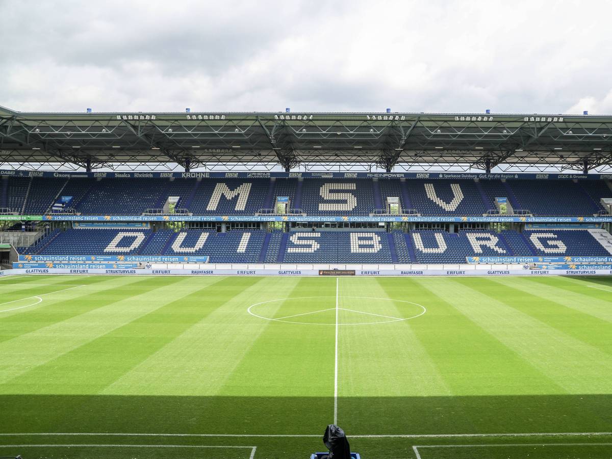 Borussia Mönchengladbach wird am 17. Juli 2022 am „schauinsland reisen CUP DER TRADITIONEN“ in Duisburg teilnehmen. Das Foto zeigt die „schauinsland-reisen-arena “, das Stadion des MSV Duisburg am 21. Mai.