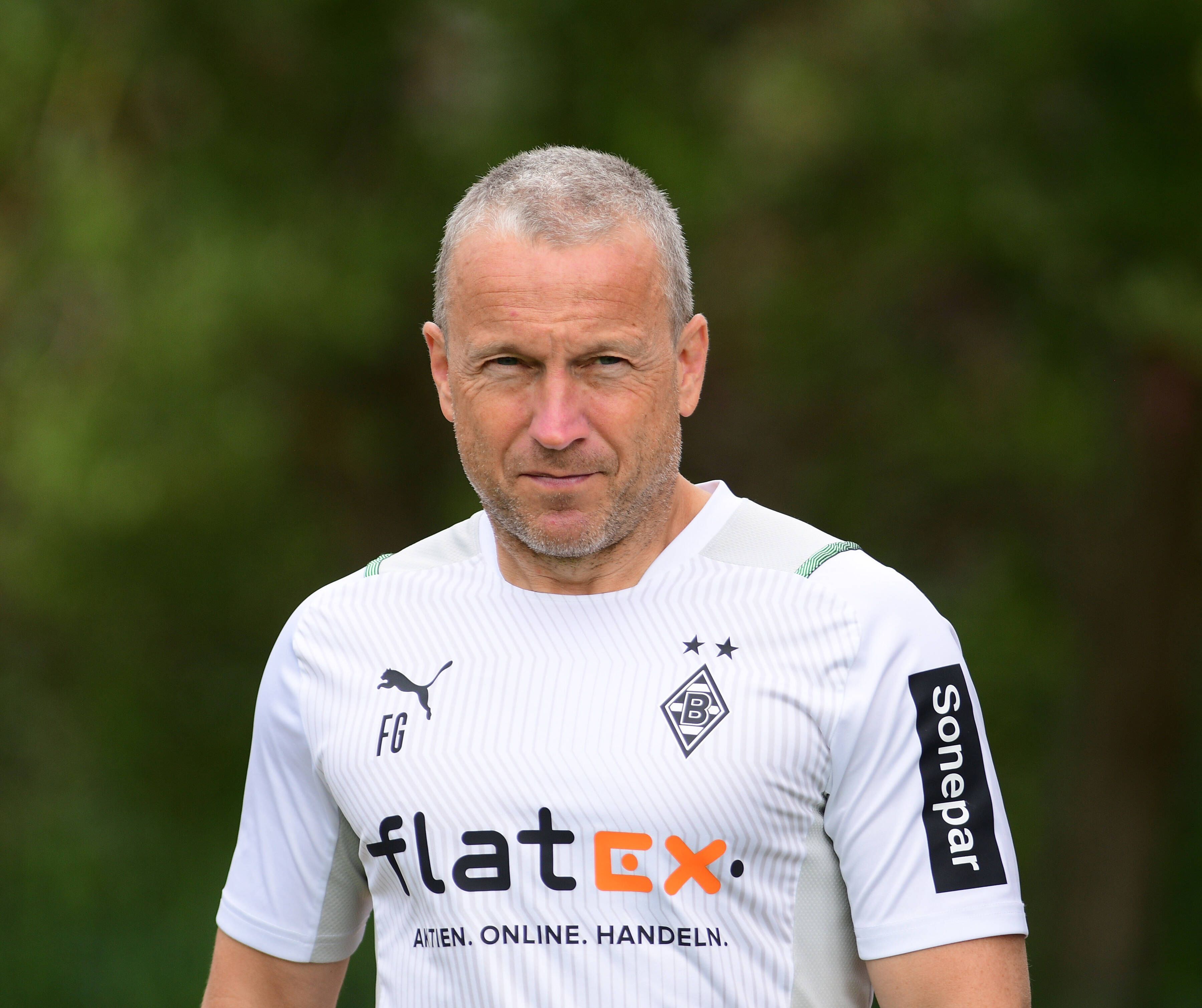 Frank Geideck, hier am 19. Juli 2021 im Trainingslager von Borussia Mönchengladbach in Harsewinkel,
