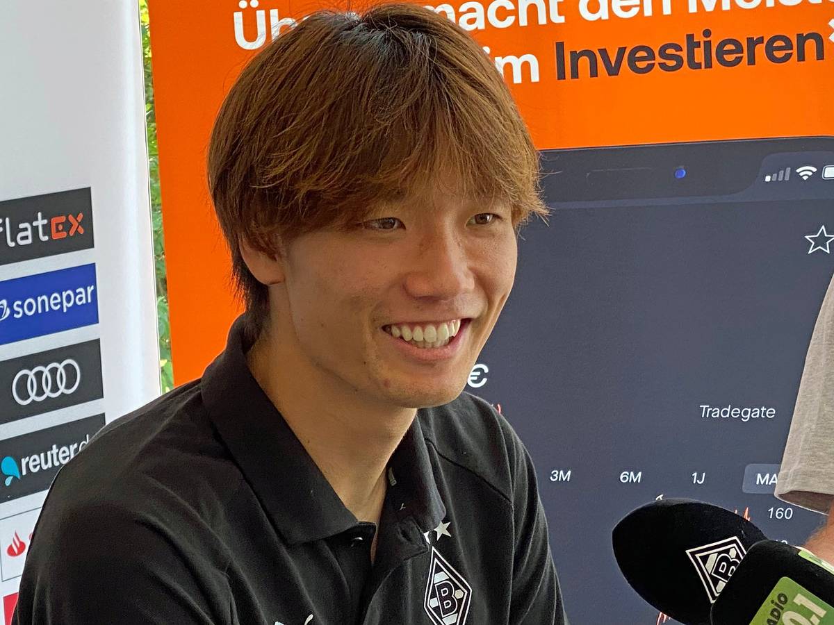 Gladbach-Einkauf Ko Itakura. Der Japaner hat sich am Montag (4. Juli 2022) in Rottach-Egern in einer Medienrunde vorgestellt.