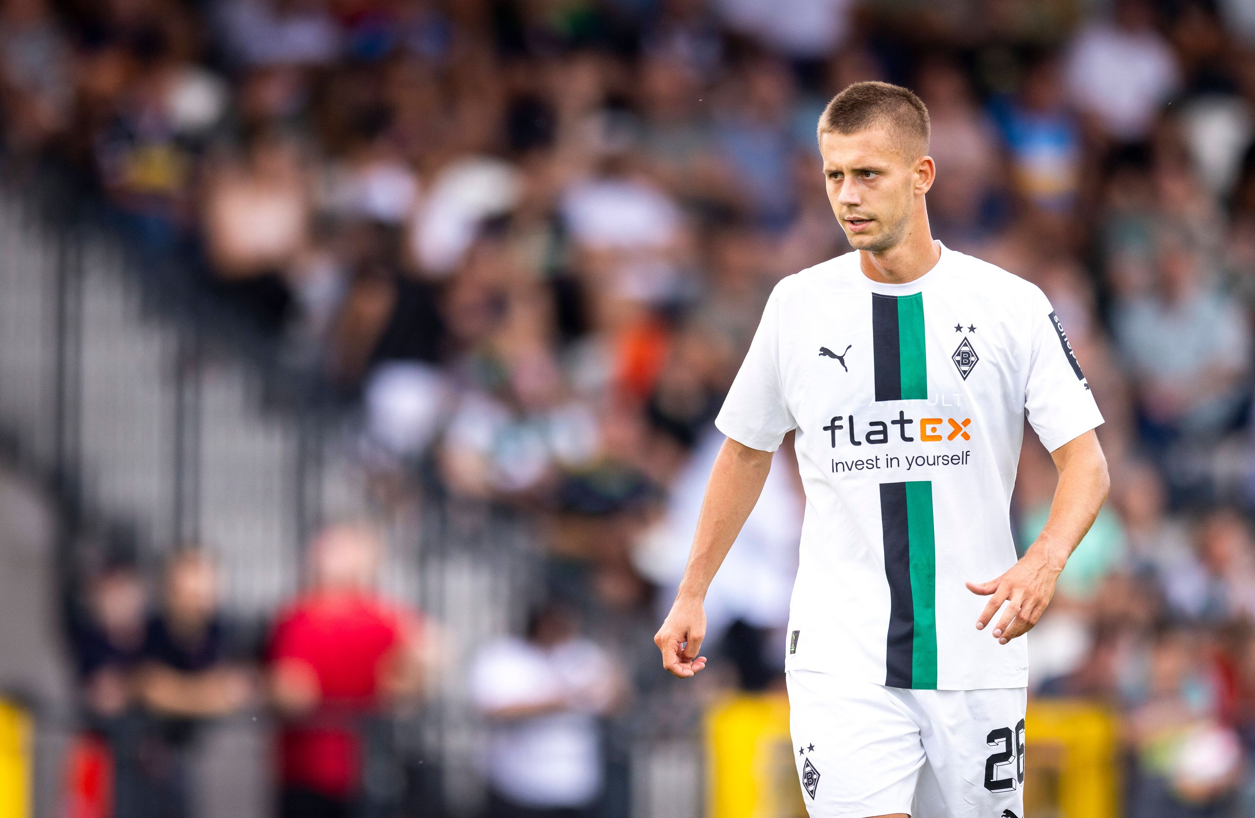 Torben Müsel von Borussia Mönchengladbach am Mittwoch (20. Juli 2022) beim Testspiel gegen RKC Waalwijk in Velbert. Der Angreifer durfte fast 80 Minuten lang Spielzeit sammeln.
