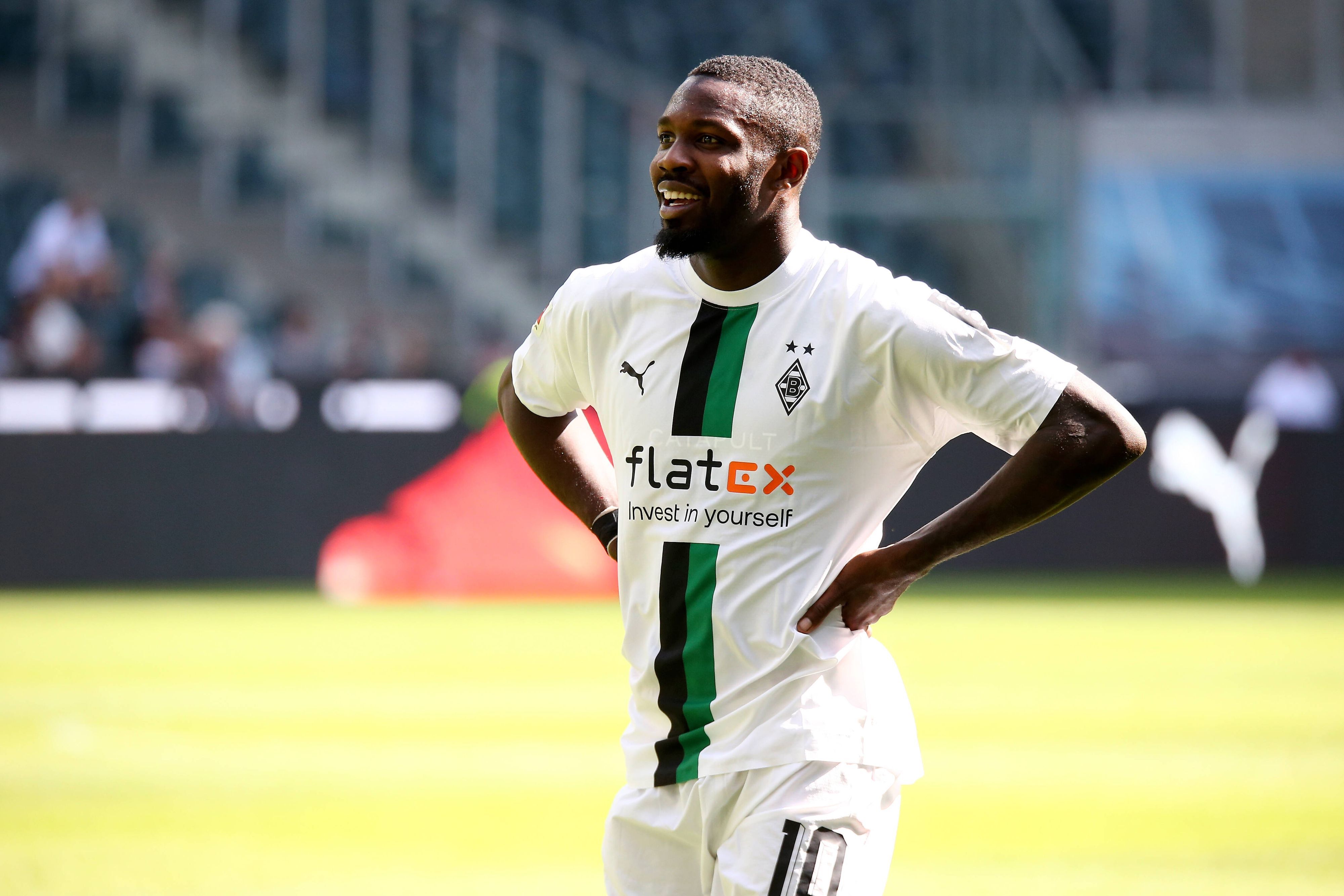 Marcus Thuram im Trikot von Borussia Mönchengladbach am 23. Juli 2022 beim Testspiel gegen Real Sociedad im Borussia-Park.
