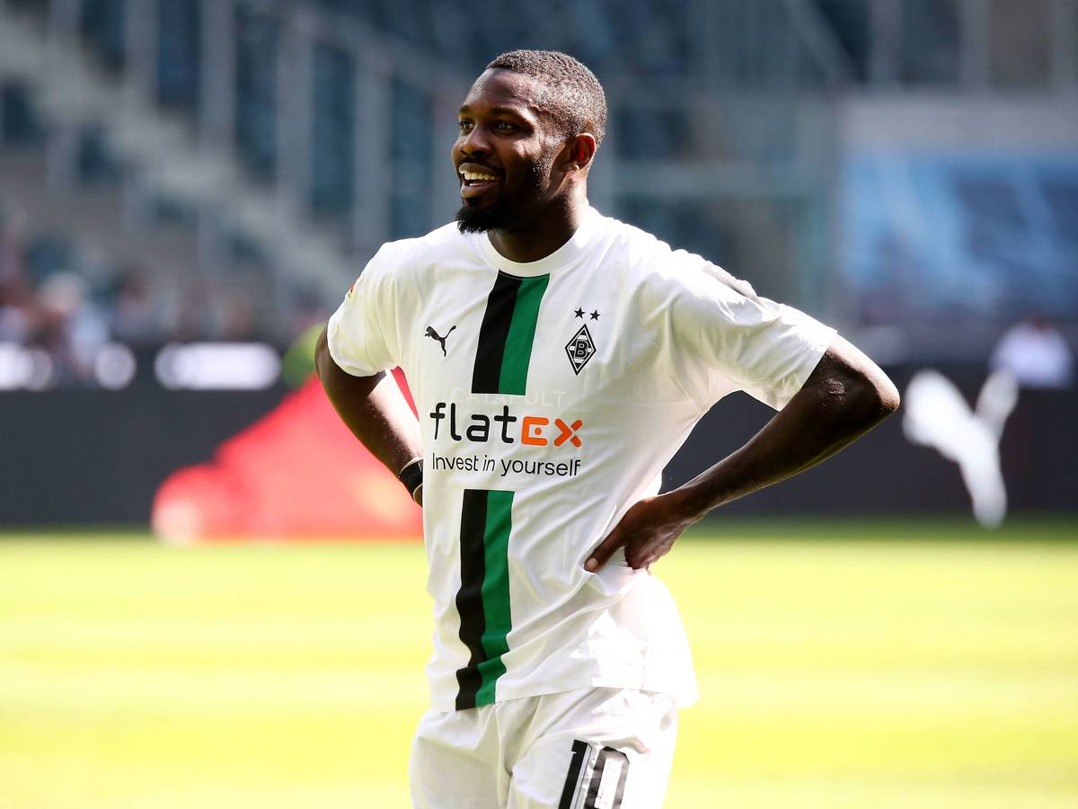 Marcus Thuram im Trikot von Borussia Mönchengladbach am 23. Juli 2022 beim Testspiel gegen Real Sociedad im Borussia-Park.