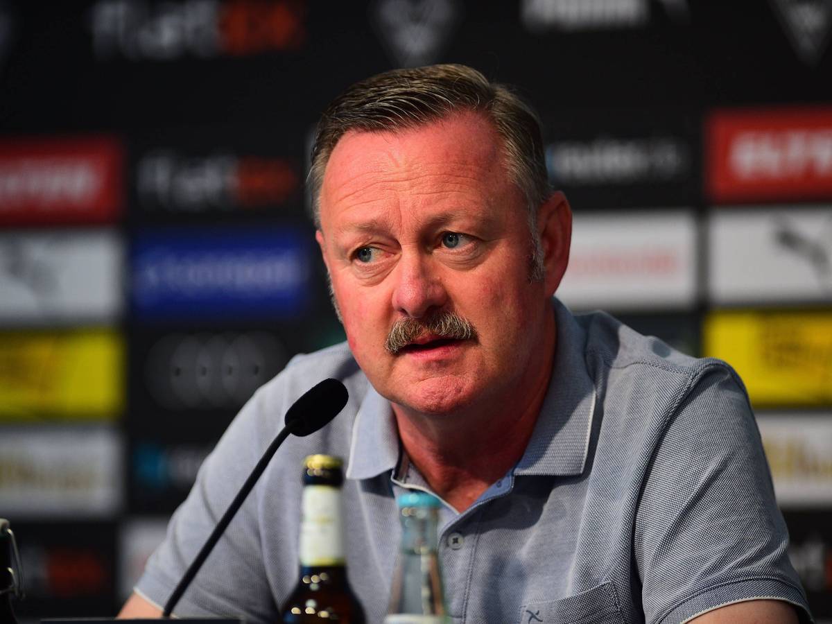 Roland Virkus, Manager von Borussia Mönchengladbach, bei der PK am Freitag (29. Juli 2022) vor dem DFB-Pokal-Spiel beim SV Oberachern.
