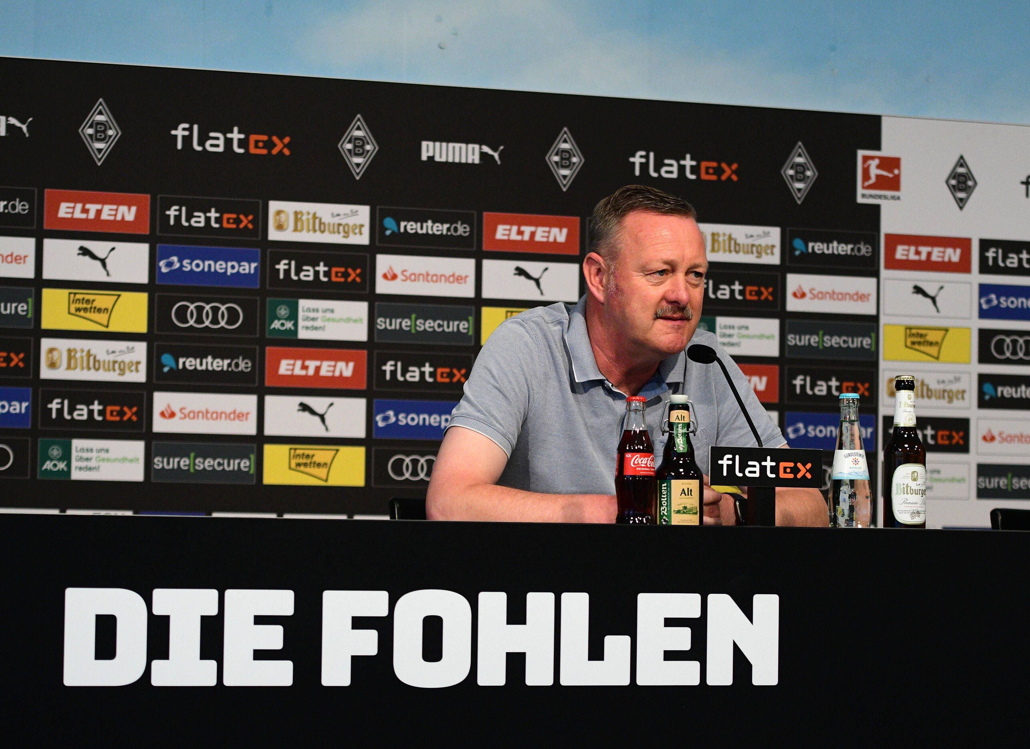 Roland Virkus, Sportdirektor von Borussia Mönchengladbach, am 4. August 2022 bei der Pressekonferenz der Fohlen vor dem Bundesliga-Match gegen die TSG Hoffenheim.