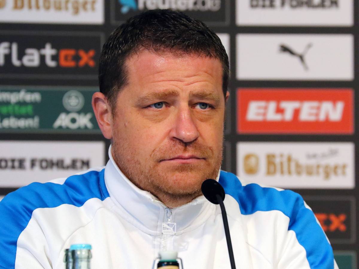Max Eberl, hier bei einer Pressekonferenz am 13. Januar 2022, war seit 2008 Sportdirektor bei Borussia Mönchengladbach. Im Januar 2022 trat er überraschend mit sofortiger Wirkung zurück.