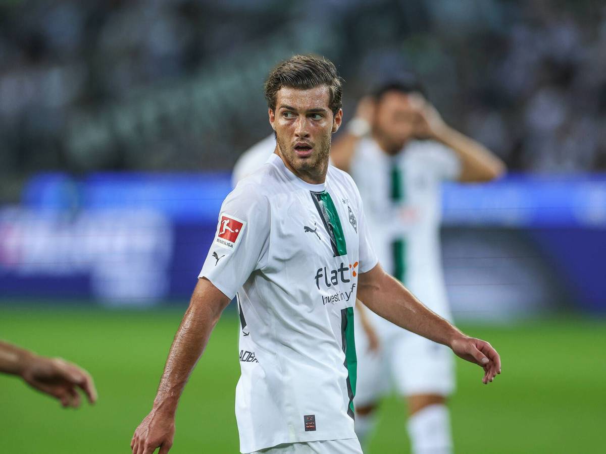Joe Scally, Verteidiger von Borussia Mönchengladbach, beim Spiel gegen Hertha BSC am 19. August 2022.