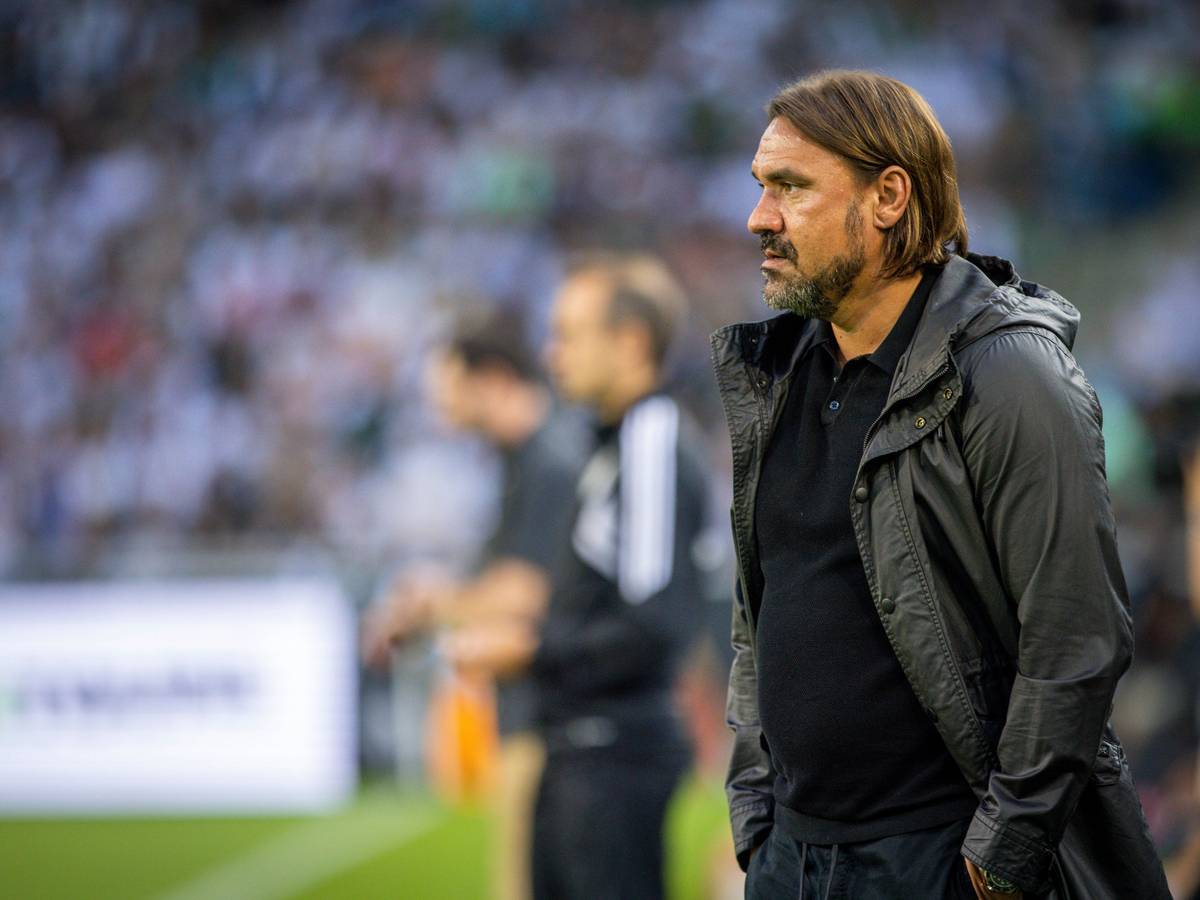 Gladbach-Trainer Daniel Farke, auf diesem Foto ist der Fußballlehrer am 19. August 2022 im Borussia-Park zu sehen. Farke blickt auf das Spielfeld.