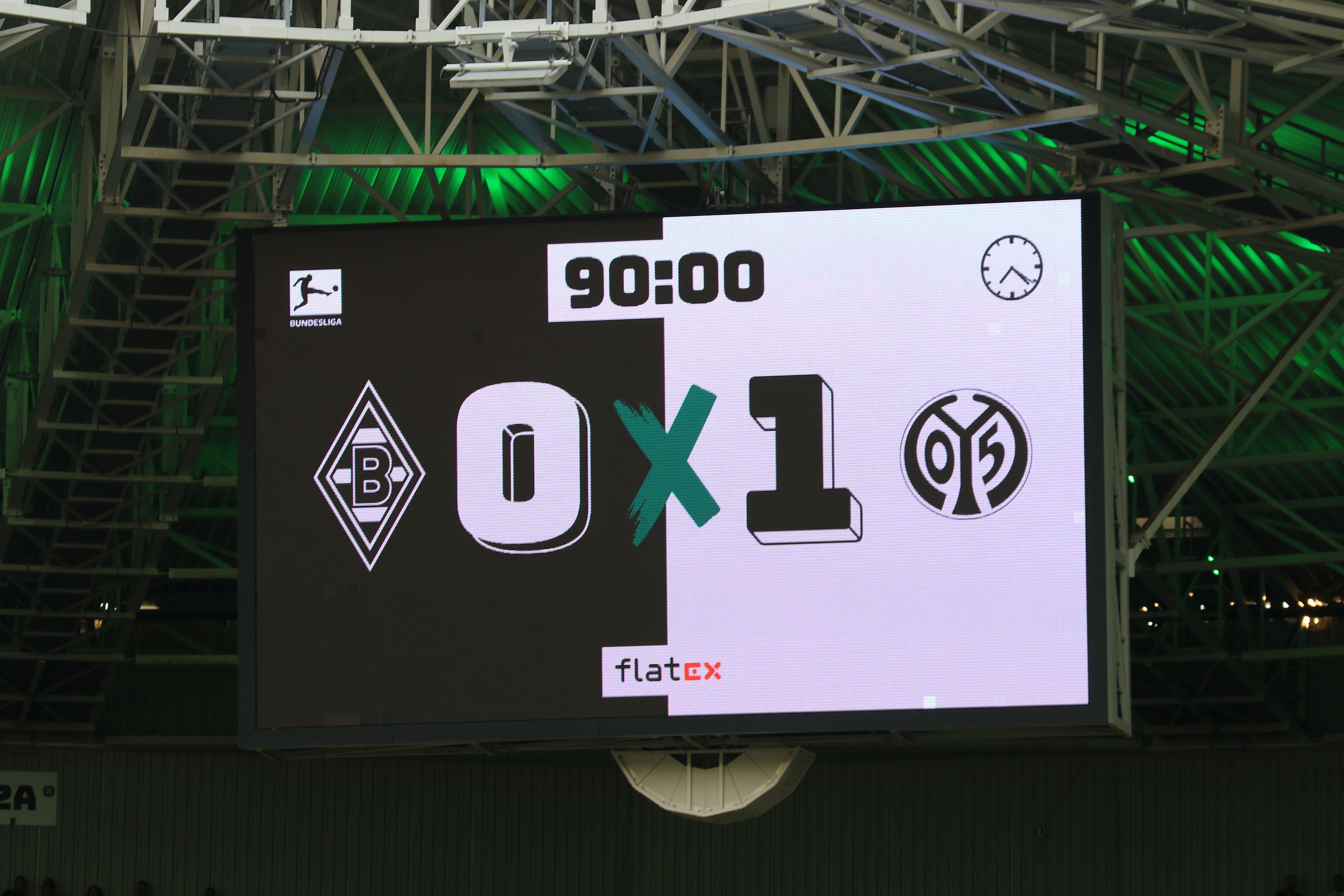 Die Anzeigetafel im Borussia-Park zeigt das Endergebnis zwischen Borussia Mönchengladbach am Sonntag (4. September 2022) an.
