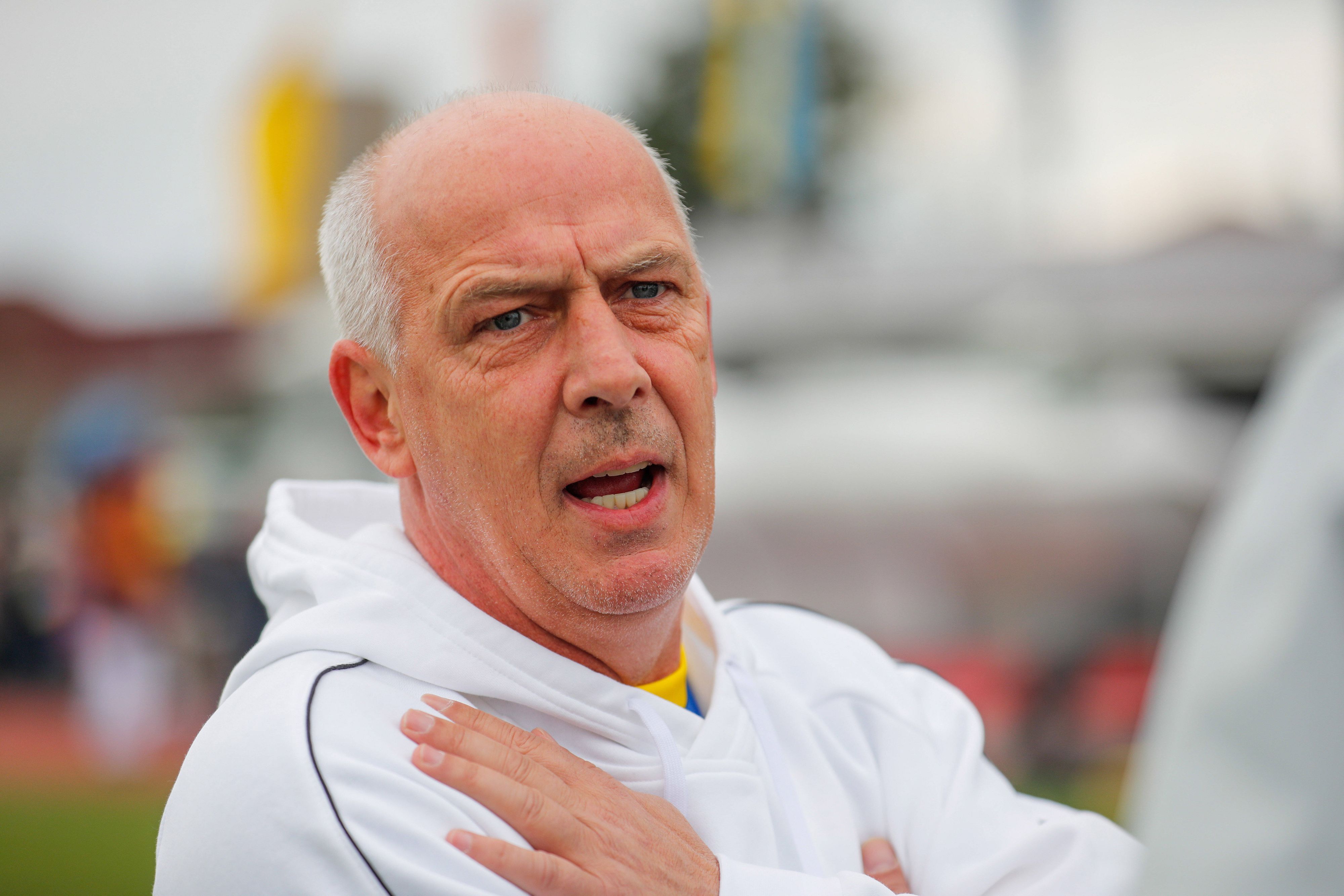 Ex-Nationalspieler Mario Basler am 10. April 2022 im Rahmen eines Benefiz-Spiels in Ingelheim.