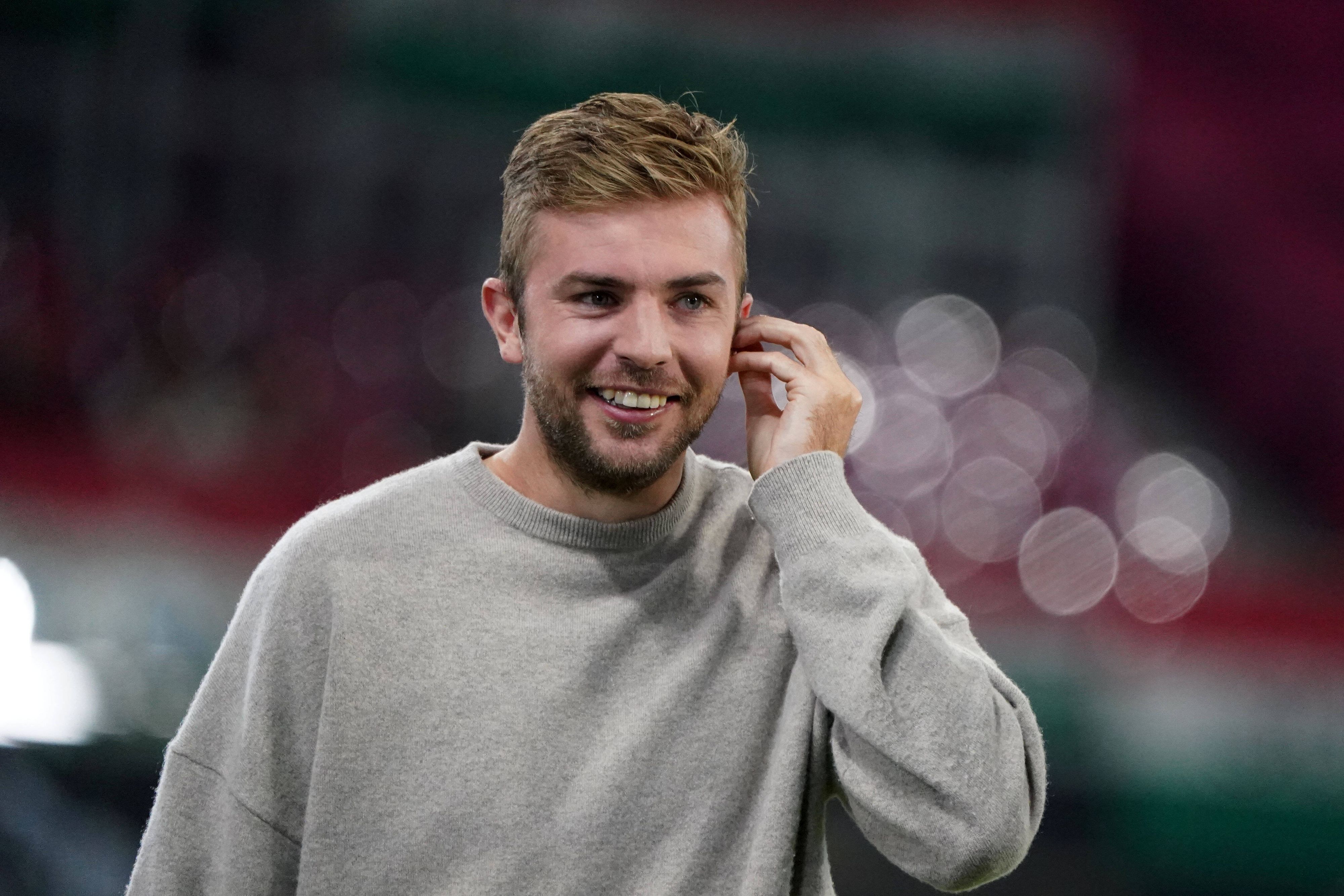 Christoph Kramer von Borussia Mönchengladbach als TV-Experte beim Länderspiel Deutschland gegen Ungarn am 23. September 2022 in Leipzig.