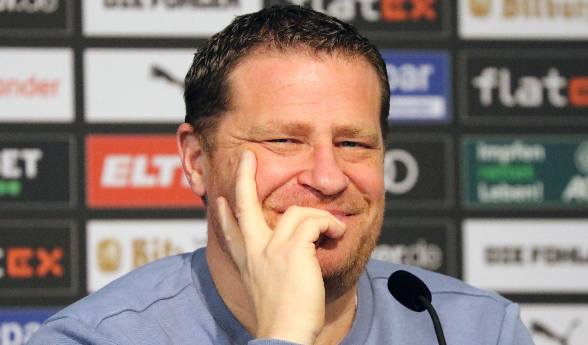 Max Eberl bei einer Pressekonferenz seines damaligen Vereins Borussia Mönchengladbach gegen seinen künftigen Arbeitgeber RB Leipzig am 9. Dezember 2021.