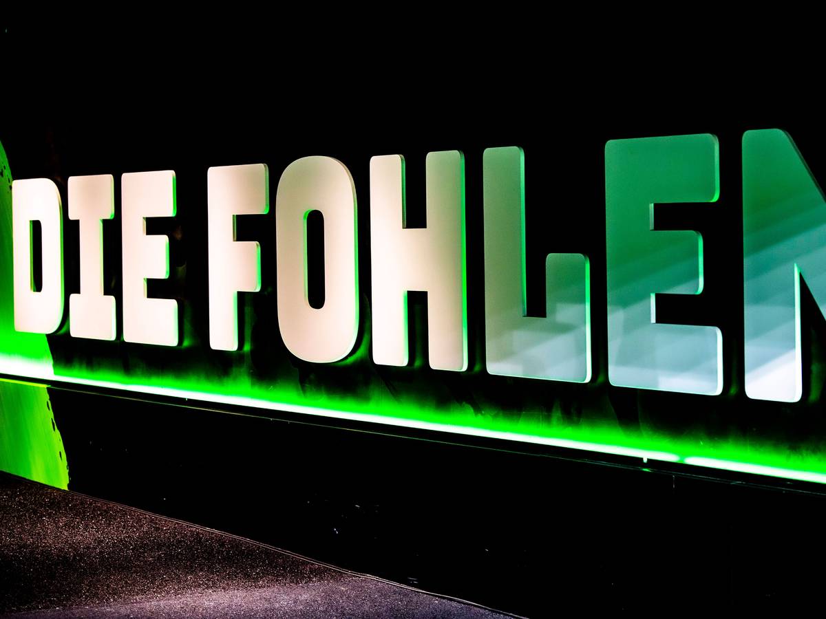 Im Kabinengang von Borussia Mönchengladbach ist der Schriftzug: Die Fohlen zu lesen.