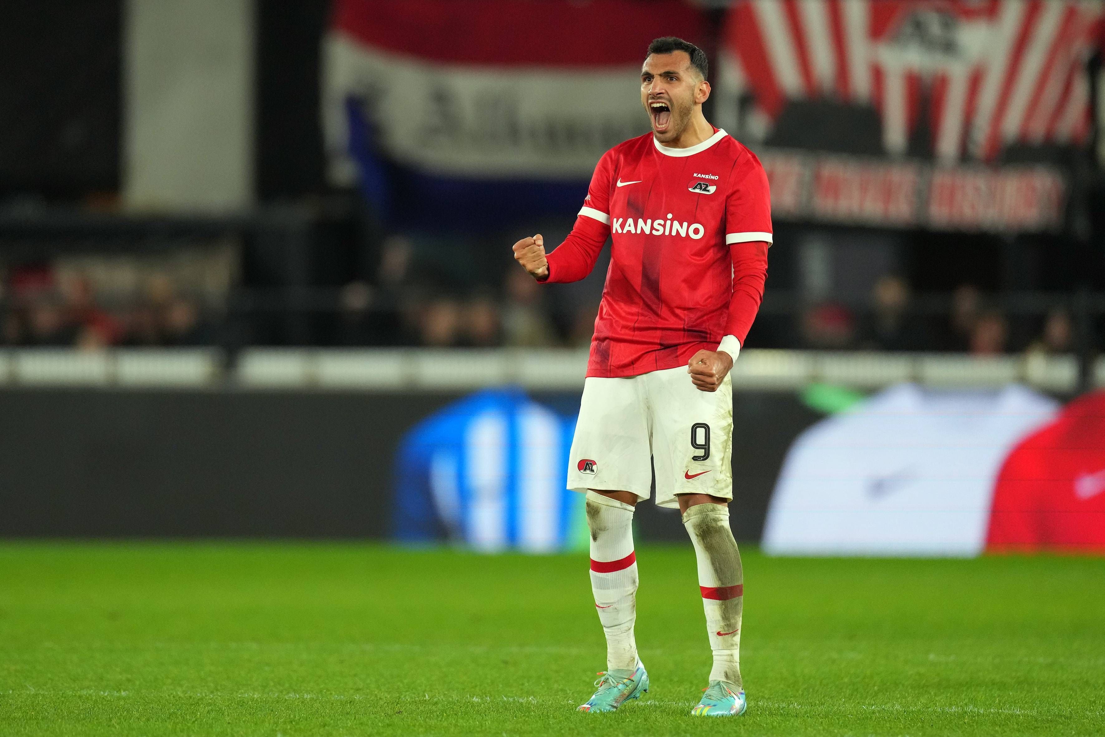 Vangelis Pavlidis jubelt am 7. Januar beim Ligaspiel zwischen Vitesse Arnheim und AZ Alkmaar.