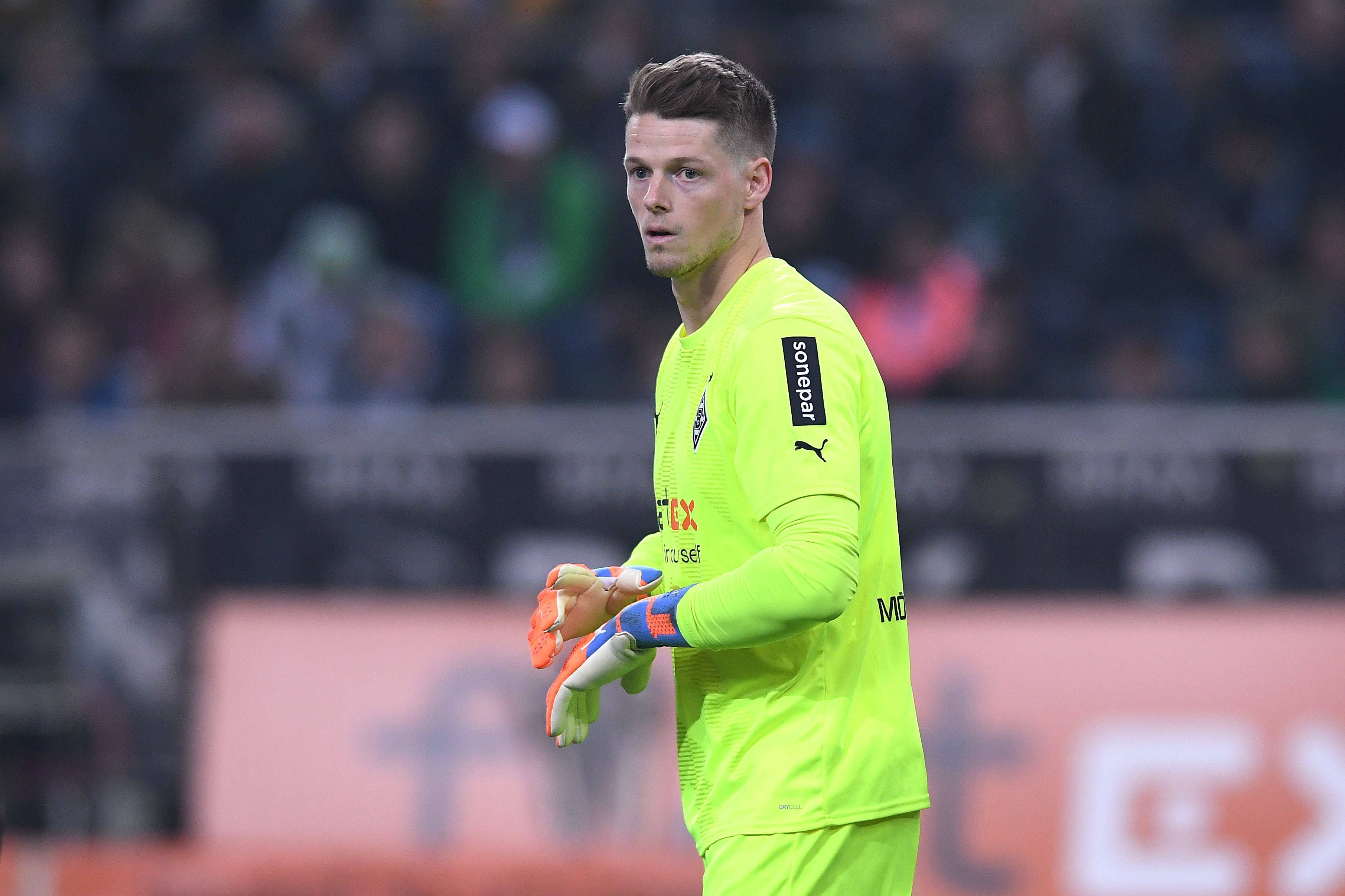 Torwart Jonas Omlin beim 2:2 von Borussia Mönchengladbach gegen Werder Bremen am 17. März 2023.