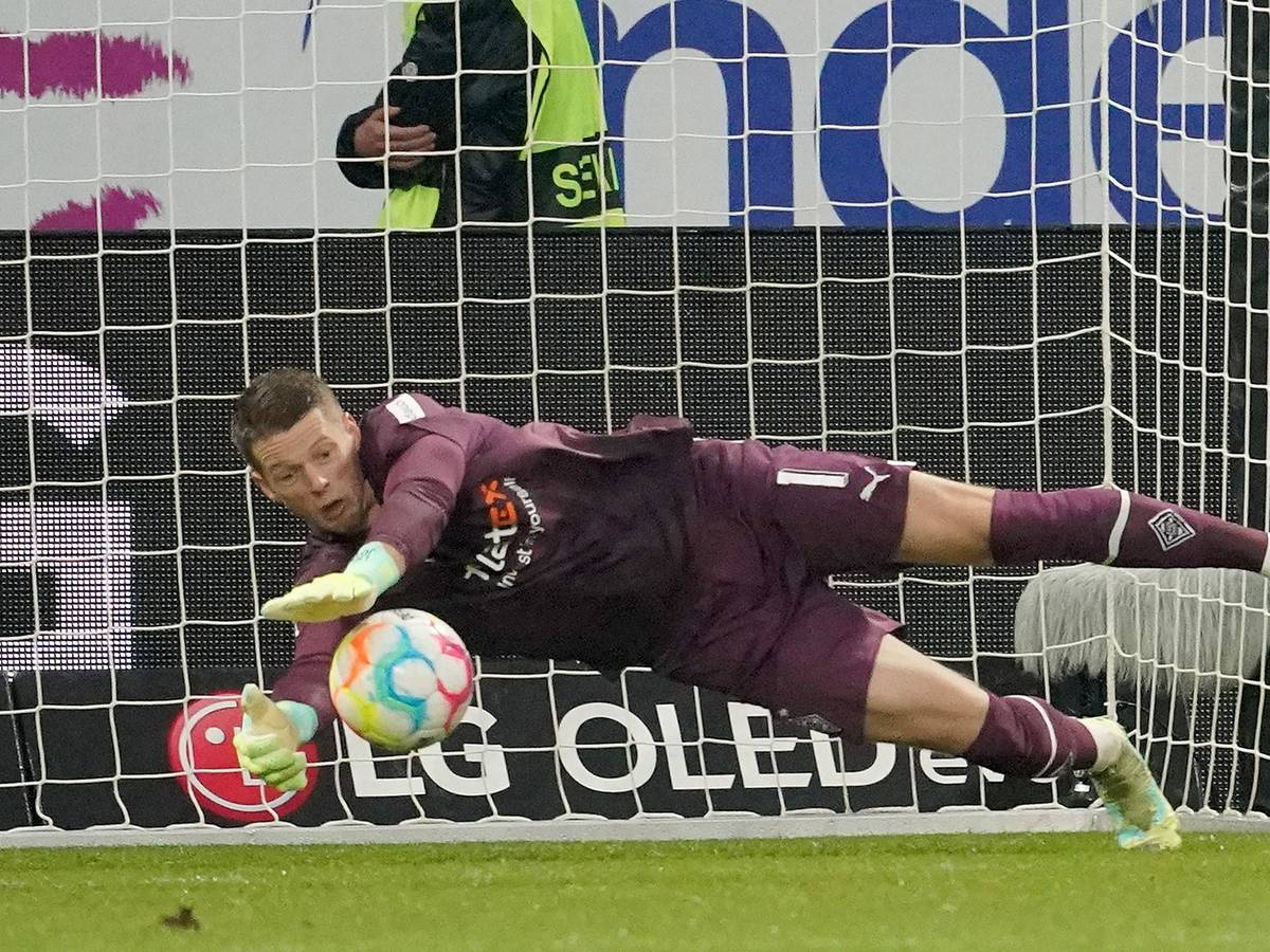 Jonas Omlin überzeugte die Fans von Borussia Mönchengladbach am Samstag (15. April 2023) beim Auswärtsauftritt in Frankfurt mit starken Paraden.