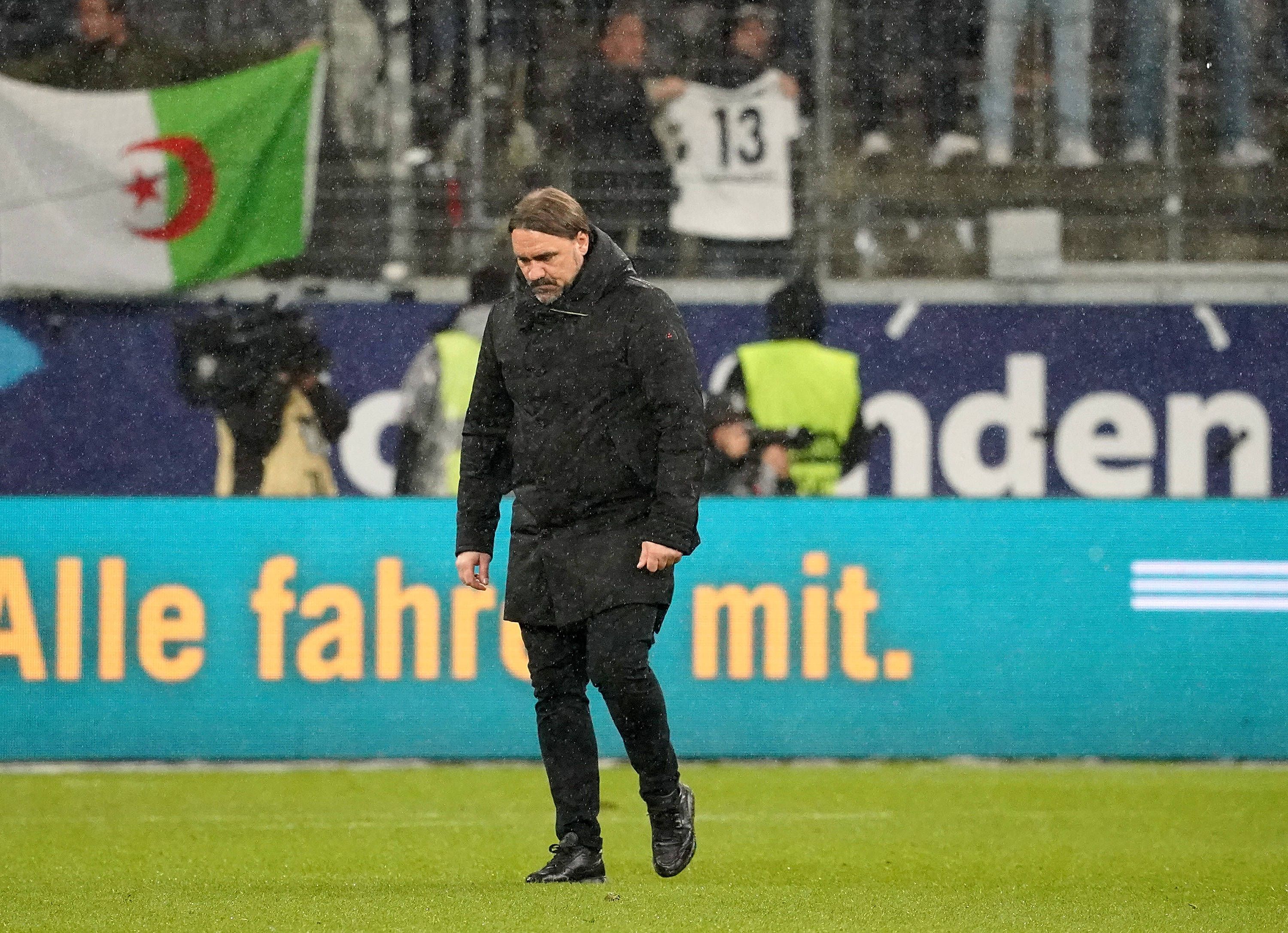 Trainer Daniel Farke von Borussia Mönchengladbach nach dem 1:1 im Bundesligaspiel bei Eintracht Frankfurt am 15. April 2023.