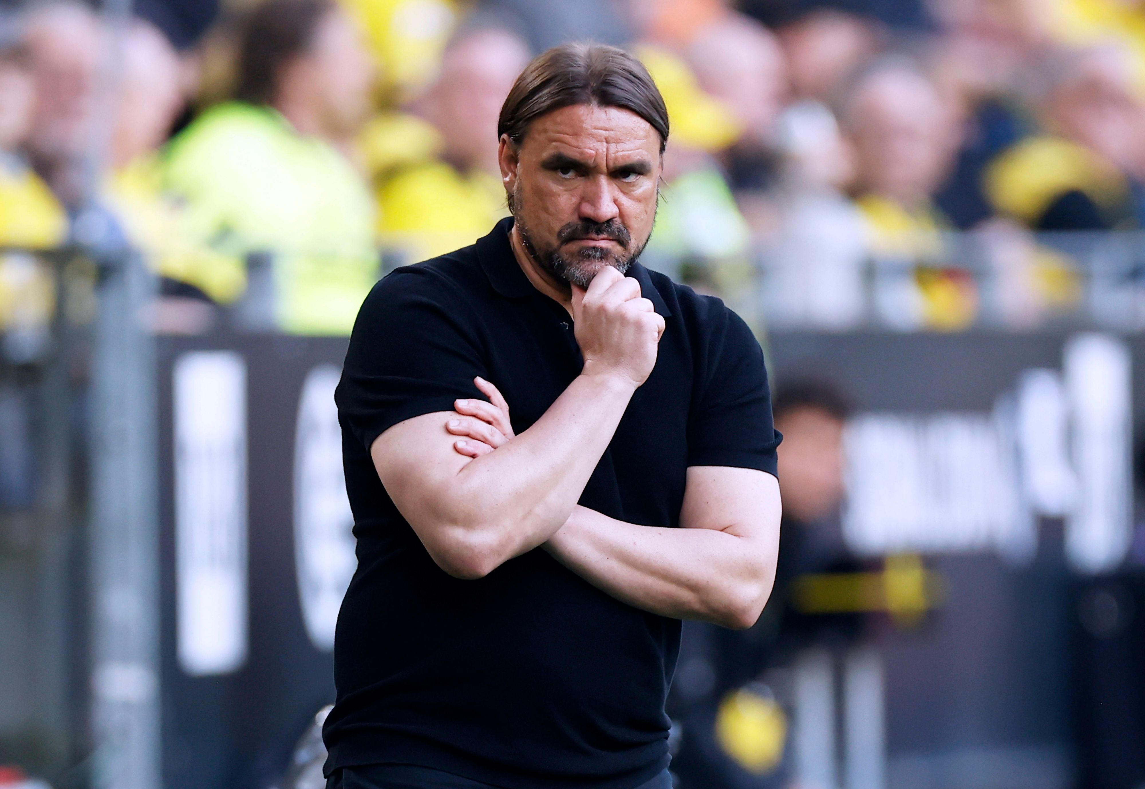 Trainer Daniel Farke von Borussia Mönchengladbach, hier während der 2:5-Niederlage bei Borussia Dortmund am 13. Mai 2023, hat den Rückhalt vieler Fans verloren.