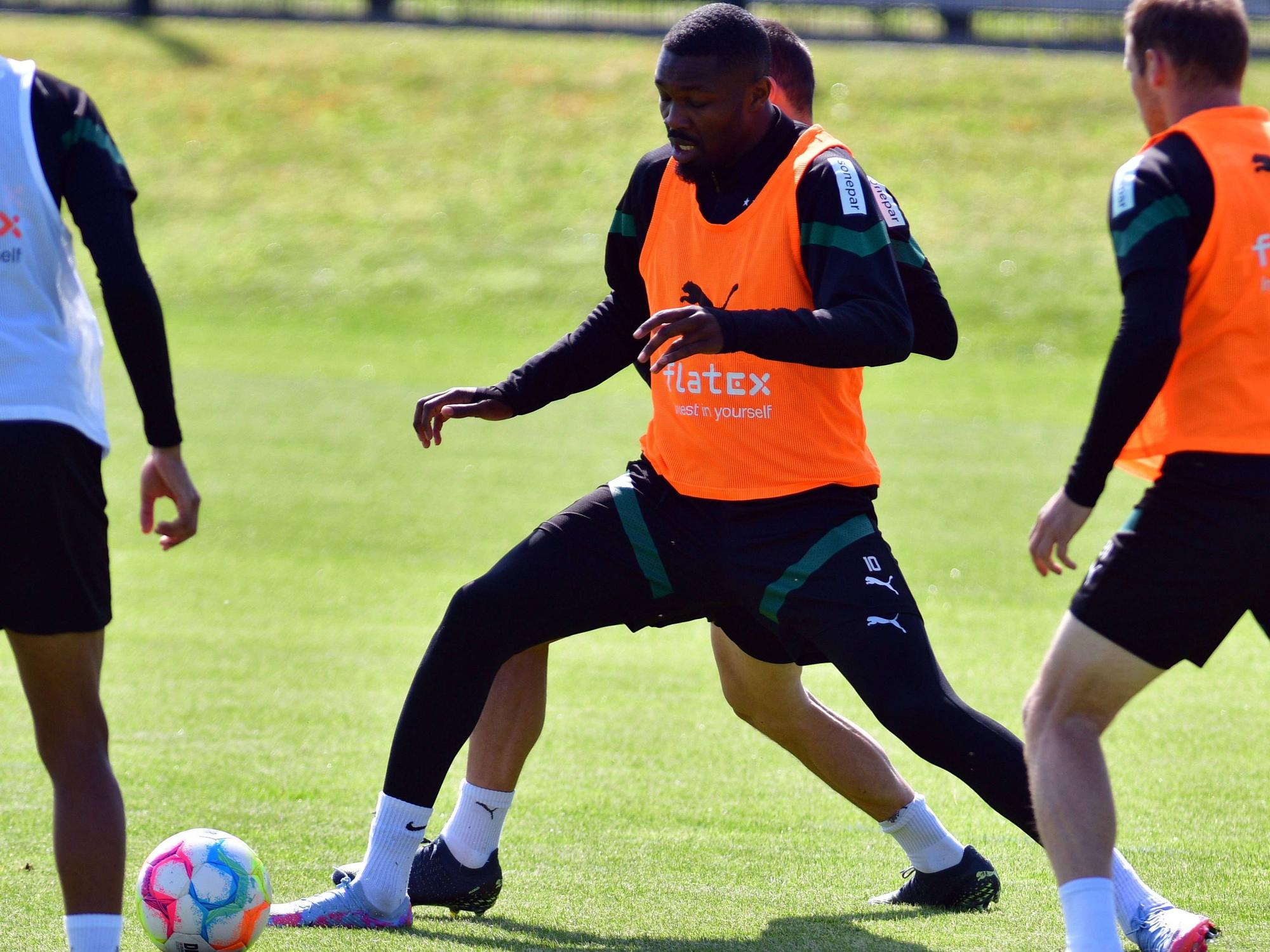 Marcus Thuram beim Training von Borussia Mönchengladbach am 17. Mai 2023.