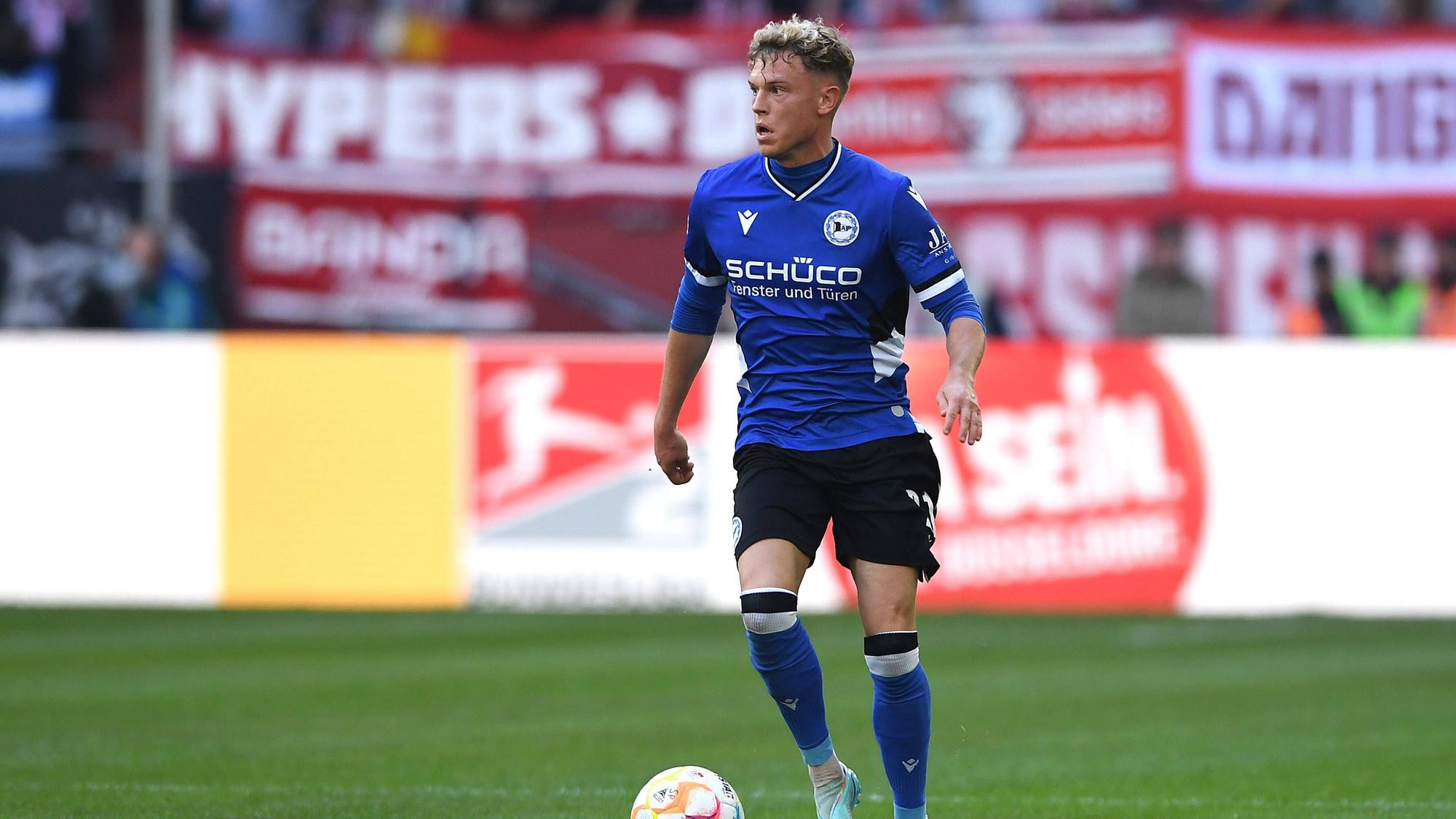 Robin Hack von Arminia Bielefeld im Zweitligaspiel bei Fortuna Düsseldorf am 1. Oktober 2022.
