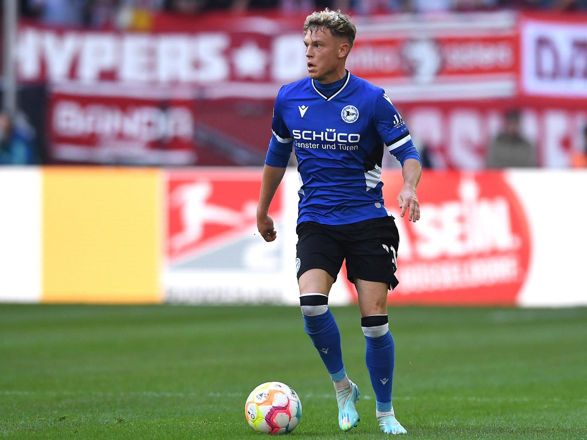 Robin Hack von Arminia Bielefeld im Zweitligaspiel bei Fortuna Düsseldorf am 1. Oktober 2022.