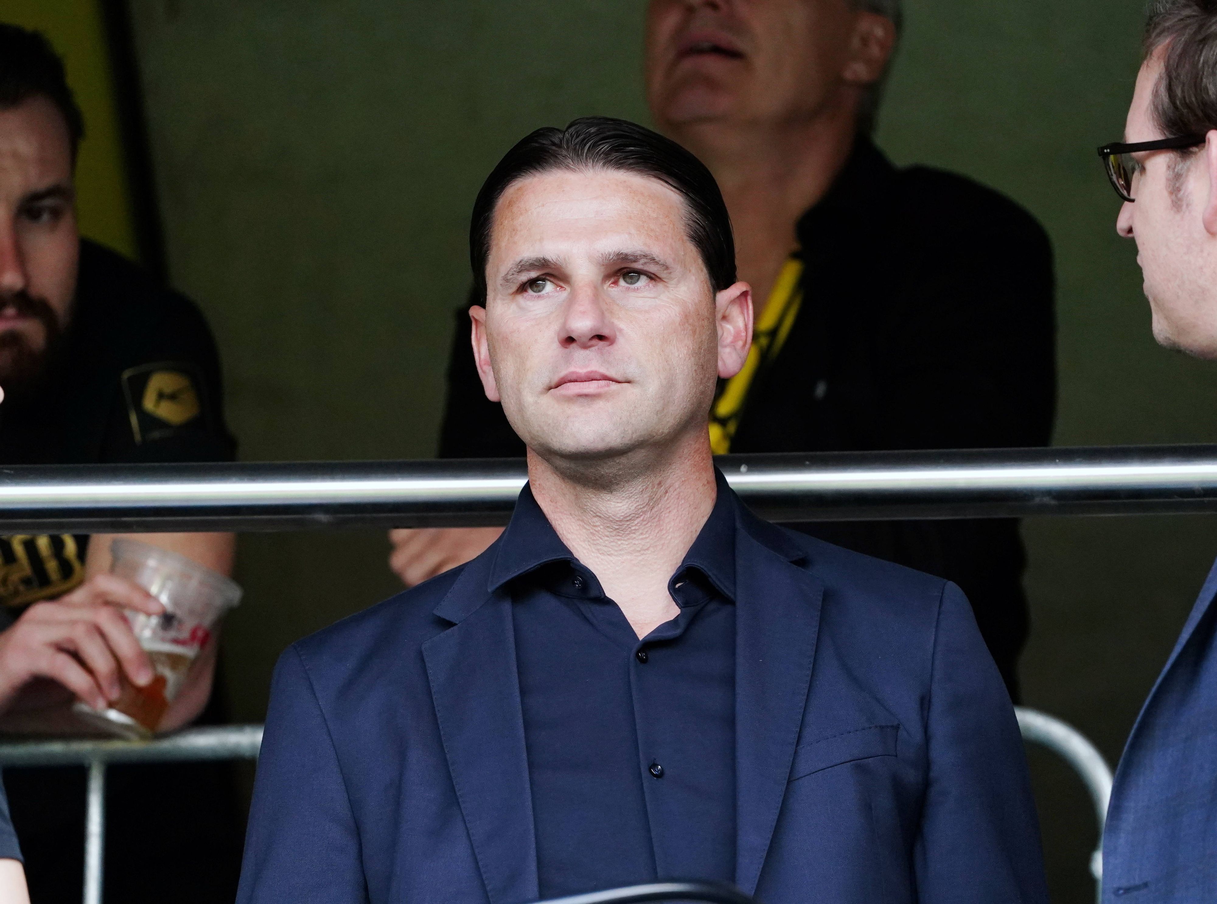 Gerardo Seaone schaut sich am 4. Juni 2023 das Pokalfinale der Young Boys Bern gegen den FC Lugano von der Tribüne aus an.