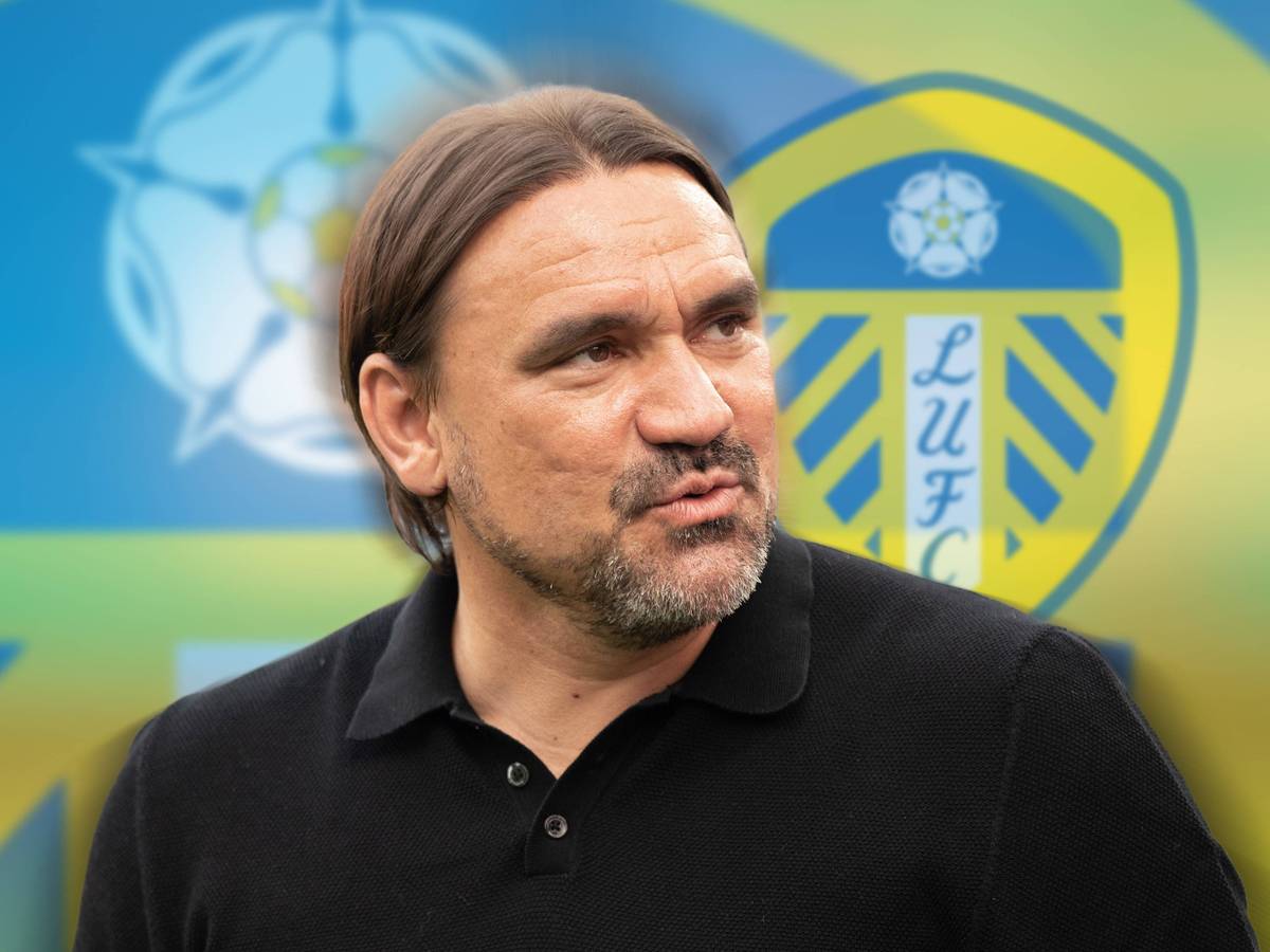 Daniel Farke, ehemals Trainer von Borussia Mönchengladbach, hat offenbar einen neuen Job gefunden. Die Fotomontage zeigt den 46-Jährigen bereits vor dem Logo des Premier-League-Absteigers Leeds United.