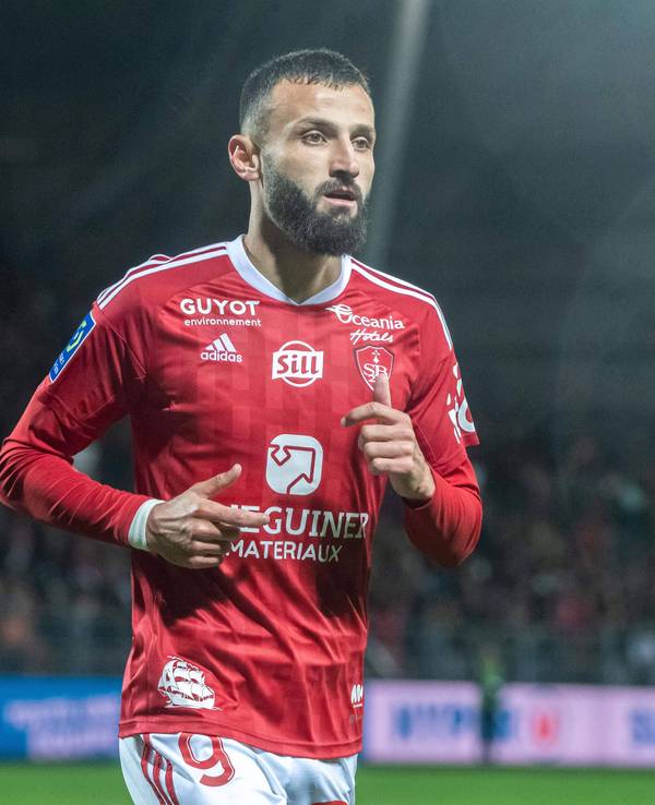 Franck Honorat von Stade Brest, hier bei einem Spiel gegen Olympique Lyon am 28. Dezember 2022, soll noch immer interessant für Borussia Mönchengladbach sein.