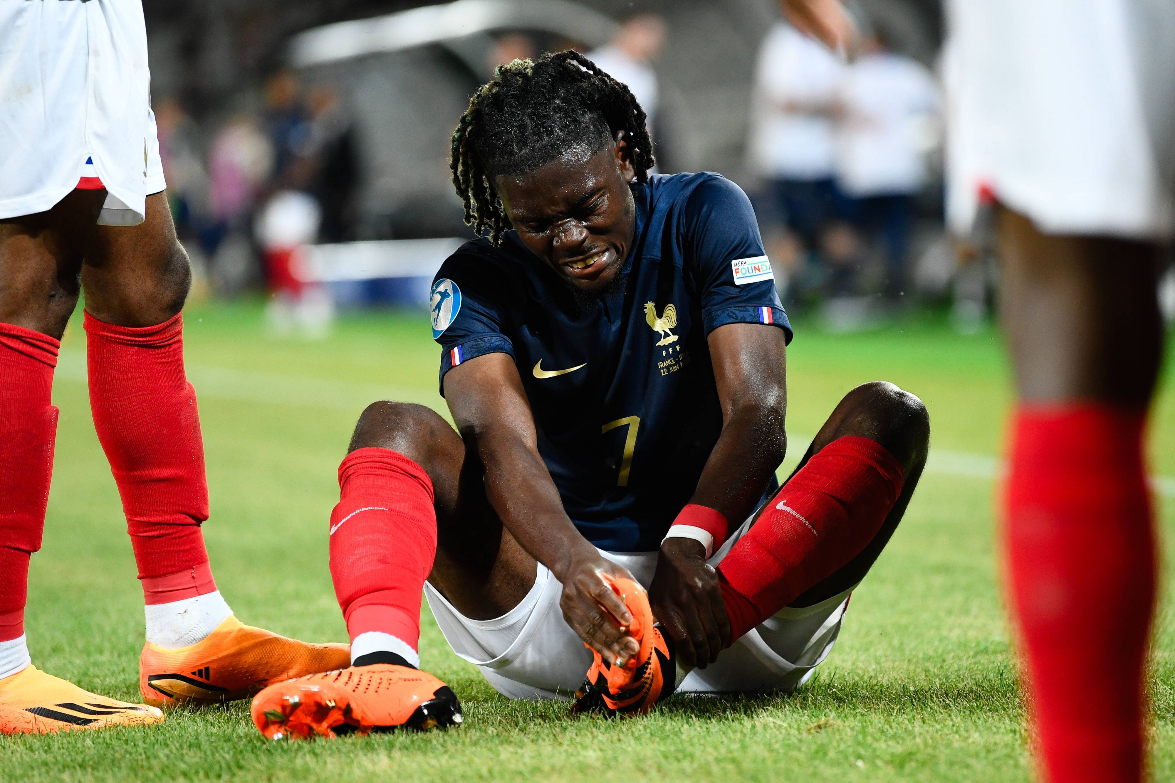 Manu Koné von Borussia Mönchengladbach, hier am 22. Juni 2023 bei einem Spiel mit der U21-Nationalmannschaft Frankreichs gegen Italien.