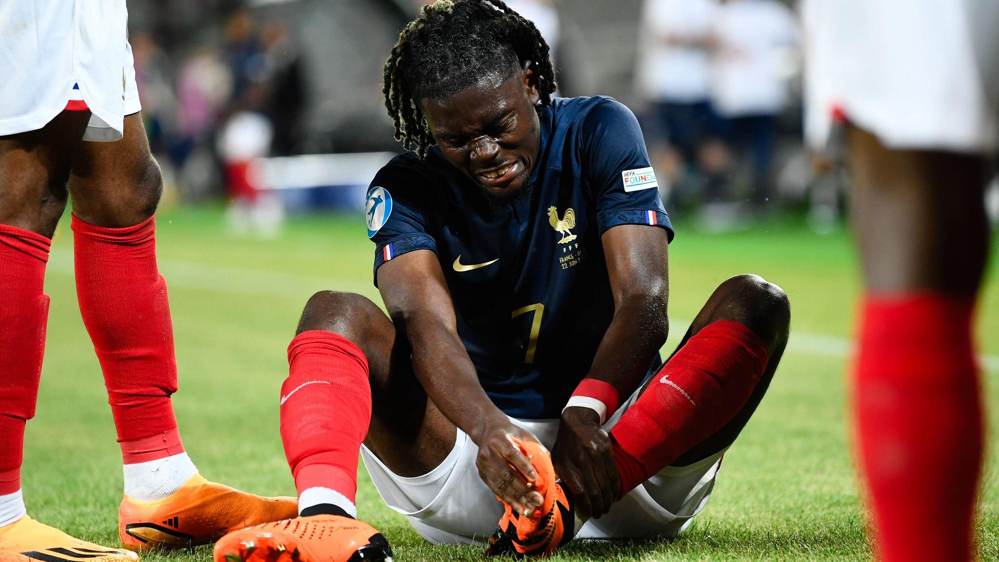Manu Koné von Borussia Mönchengladbach, hier am 22. Juni 2023 bei einem Spiel mit der U21-Nationalmannschaft Frankreichs gegen Italien.