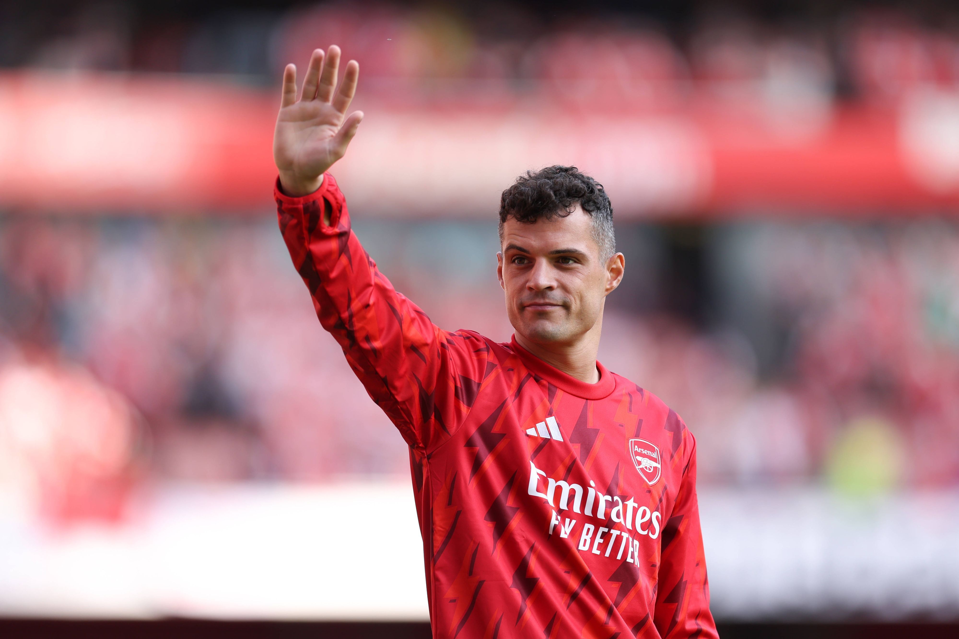 Granit Xhaka, ehemals Spieler von Borussia Mönchengladbach, hier am 28. Mai 2023 beim Spiel mit dem FC Arsenal gegen die Wolverhampton Wanderers.