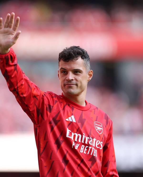 Granit Xhaka, ehemals Spieler von Borussia Mönchengladbach, hier am 28. Mai 2023 beim Spiel mit dem FC Arsenal gegen die Wolverhampton Wanderers.