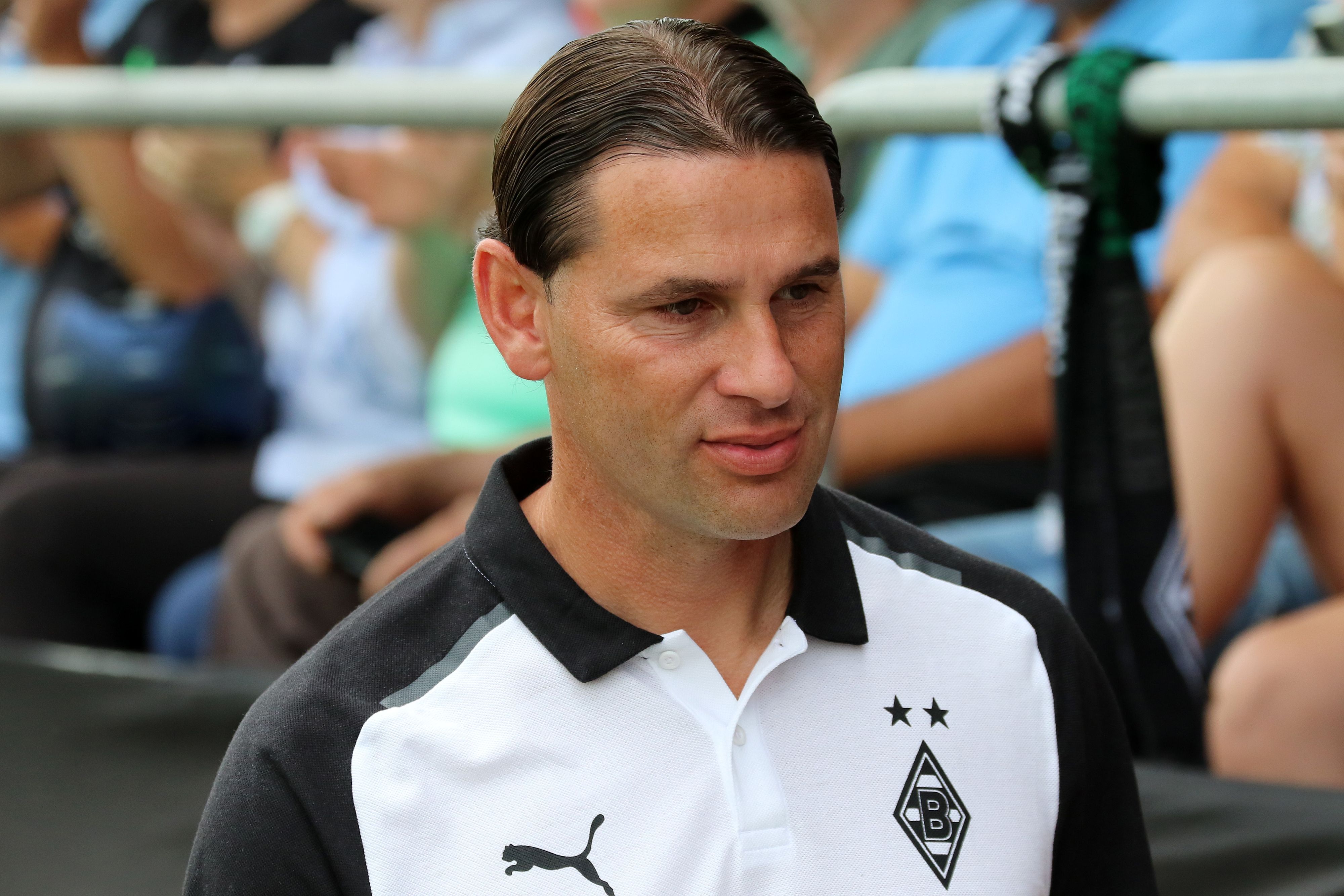 Gerardo Seoane, Trainer von Borussia Mönchengladbach, hier am 15. Juli 2023 beim Testspiel der Fohlen beim FC Wegberg-Beeck.