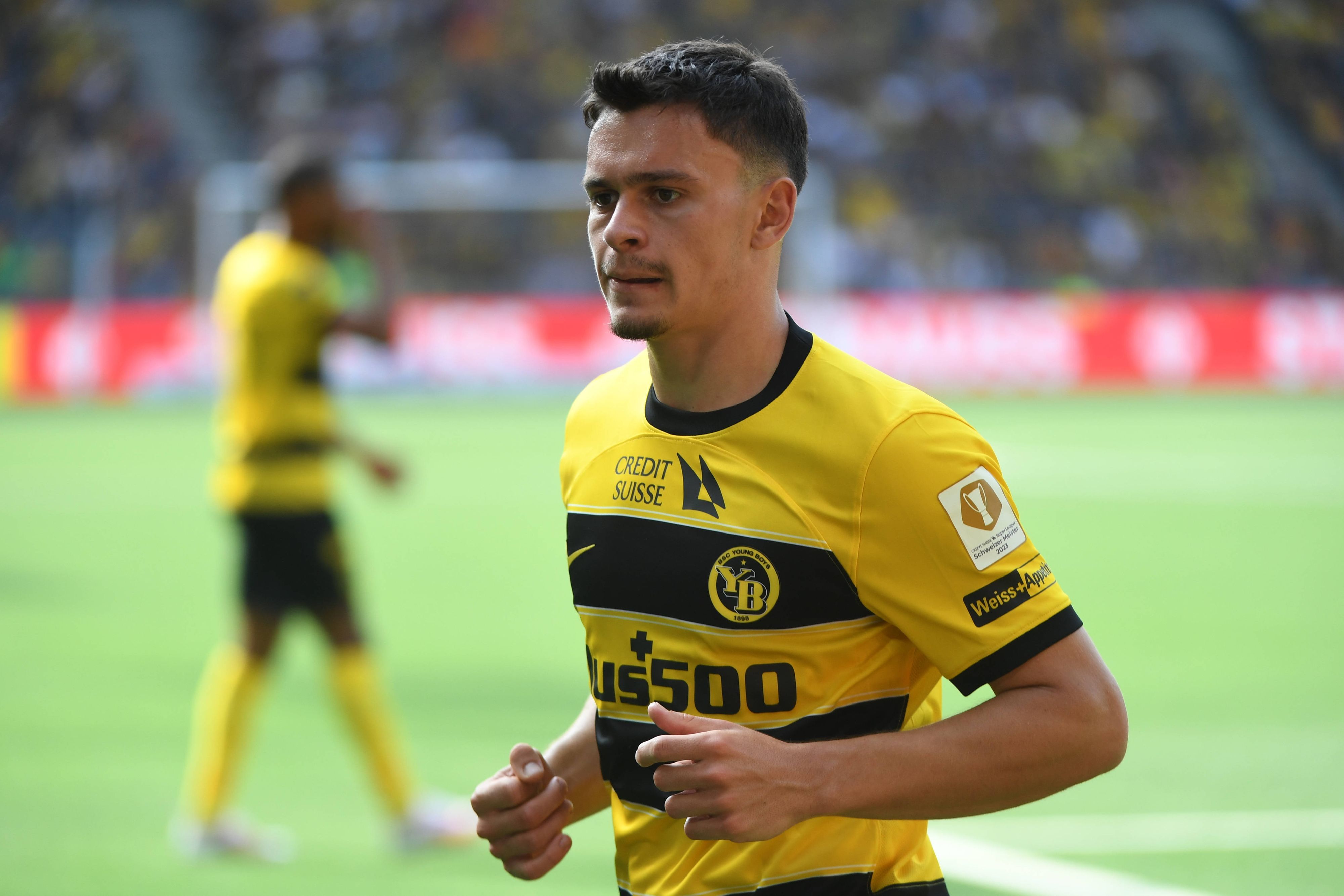 Fabian Rieder beginnt die Saison im Trikot von Young Boys Bern gegen Lausanne am 23. Juli 2023.