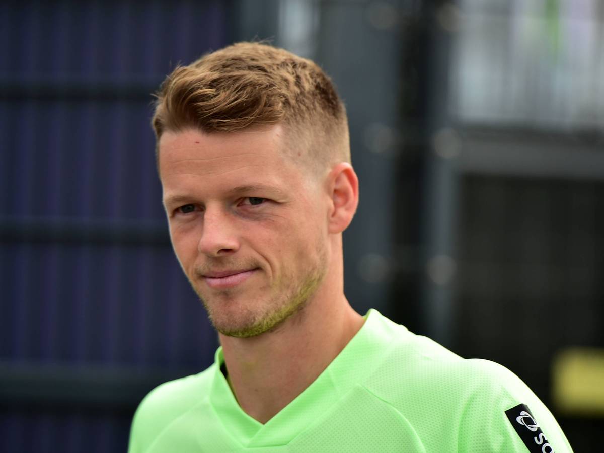 Jonas Omlin, hier zu sehen am 14. Juli 2023 beim Training im Borussia-Park, ist neuer Kapitän von Borussia Mönchengladbach.