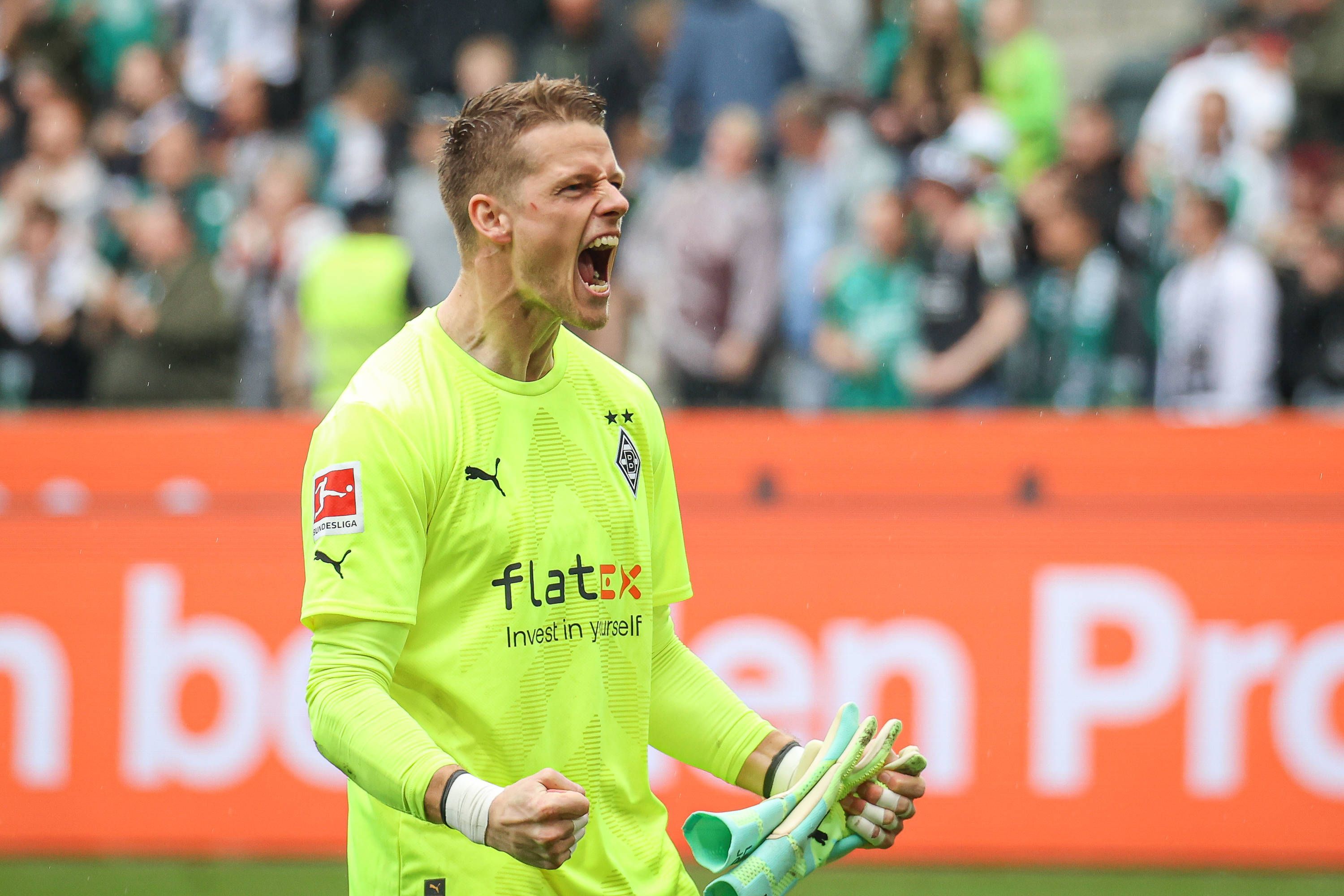 Jonas Omlin, hier am 6. Mai 2023 beim Spiel gegen den VfL Bochum im Borussia-Park, wird ab sofort Borussia Mönchengladbach als Kapitän aufs Feld führen.