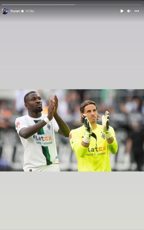 In seiner Instagram-Story postete Marcus Thuram am Freitag (4. August 2023) kommentarlos ein Foto mit Keeper Yann Sommer aus der gemeinsamen Zeit bei Borussia Mönchengladbach. Eine Anspielung darauf, dass beide schon bald bei Inter Mailand wieder vereint sein werden?