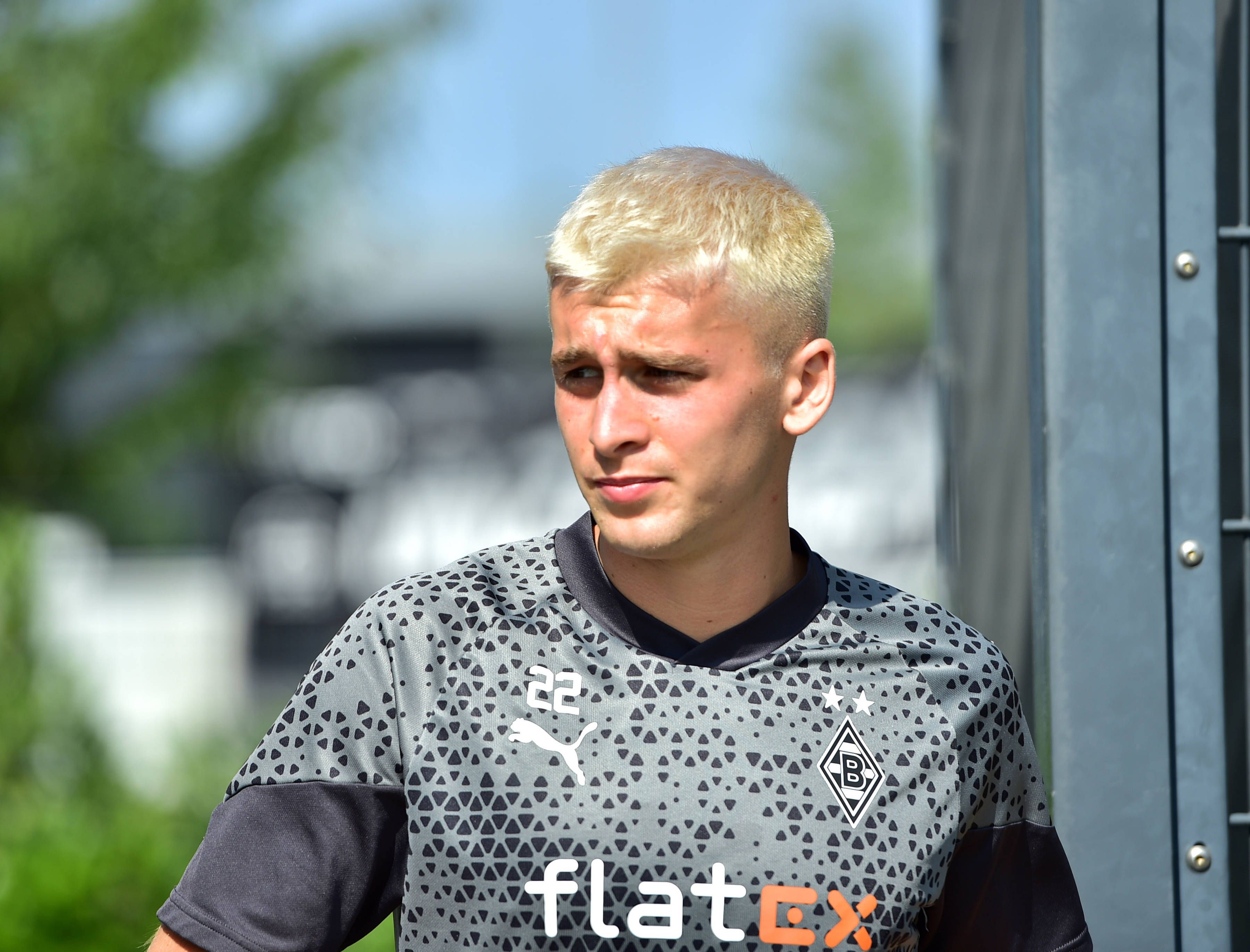 Oscar Fraulo, hier am 14. August 2023 bei einer Trainingseinheit von Borussia Mönchengladbach.