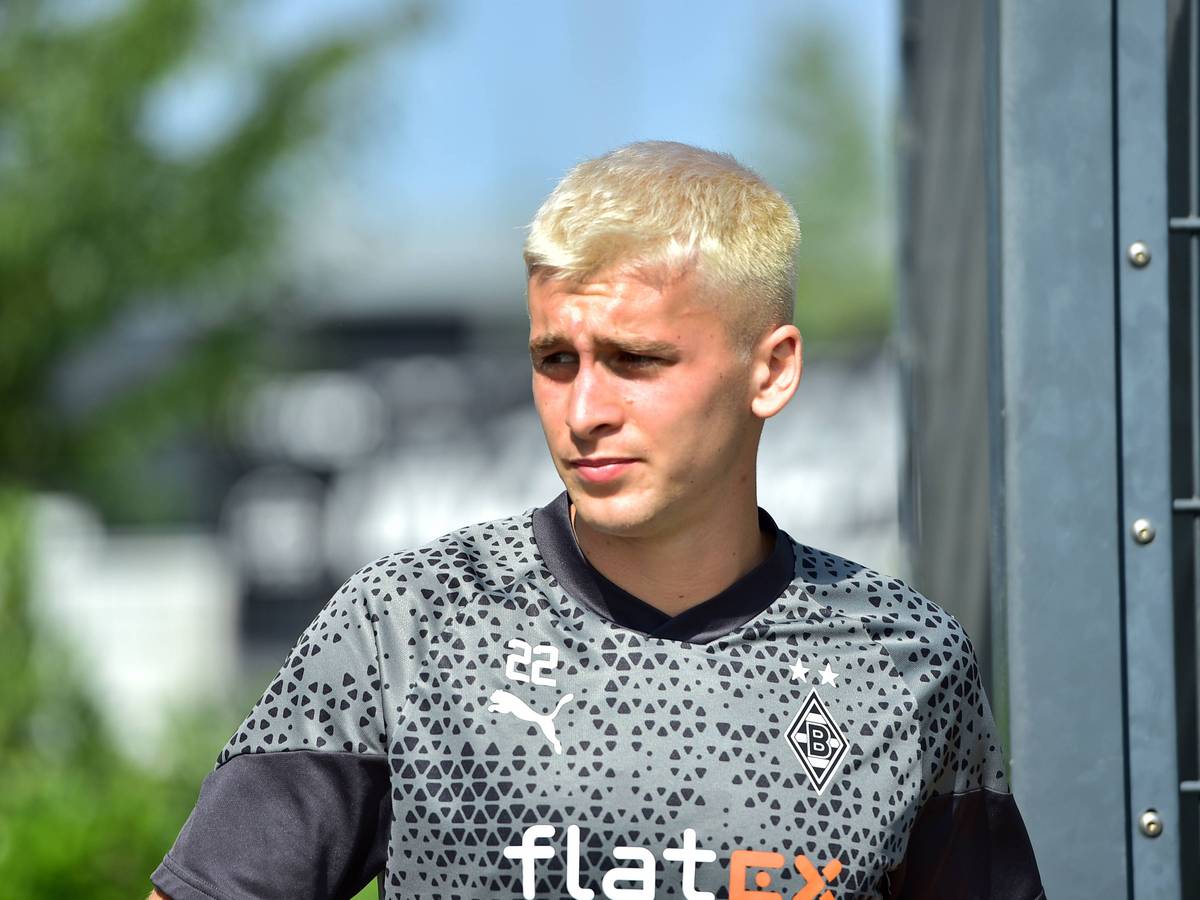 Oscar Fraulo, hier am 14. August 2023 bei einer Trainingseinheit von Borussia Mönchengladbach.