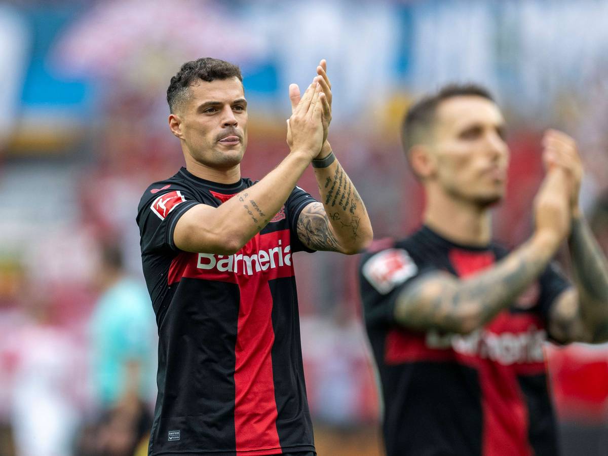 Granit Xhaka, Ex-Spieler von Borussia Mönchengladbach, hier am 19. August 2023 beim Spiel zwischen Bayer 04 Leverkusen und RB Leipzig, kehrt am Samstag (26. August) mit seinem neuen Team in den Borussia-Park zurück.