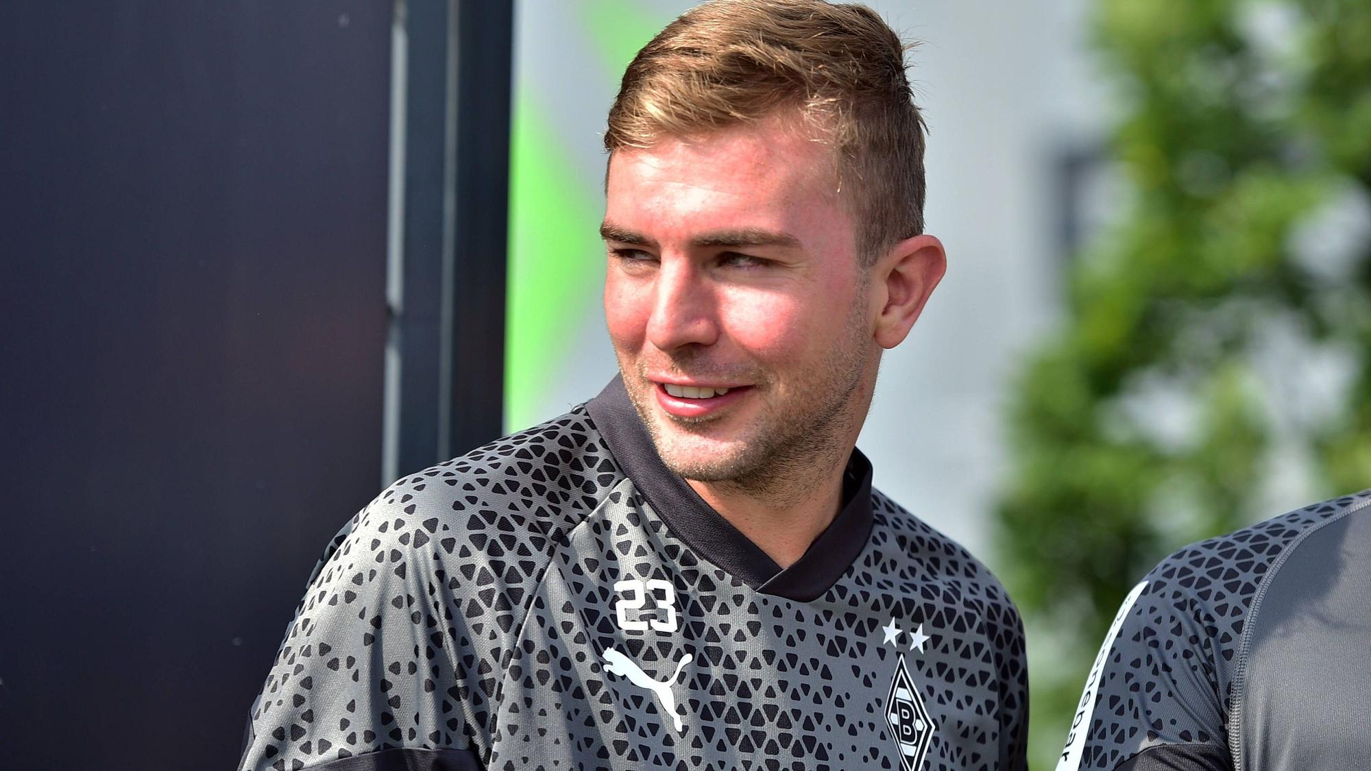 Christoph Kramer von Borussia Mönchengladbach, hier am 14. August 2023 beim Training auf dem Fohlenplatz im heimischen Borussia-Park.