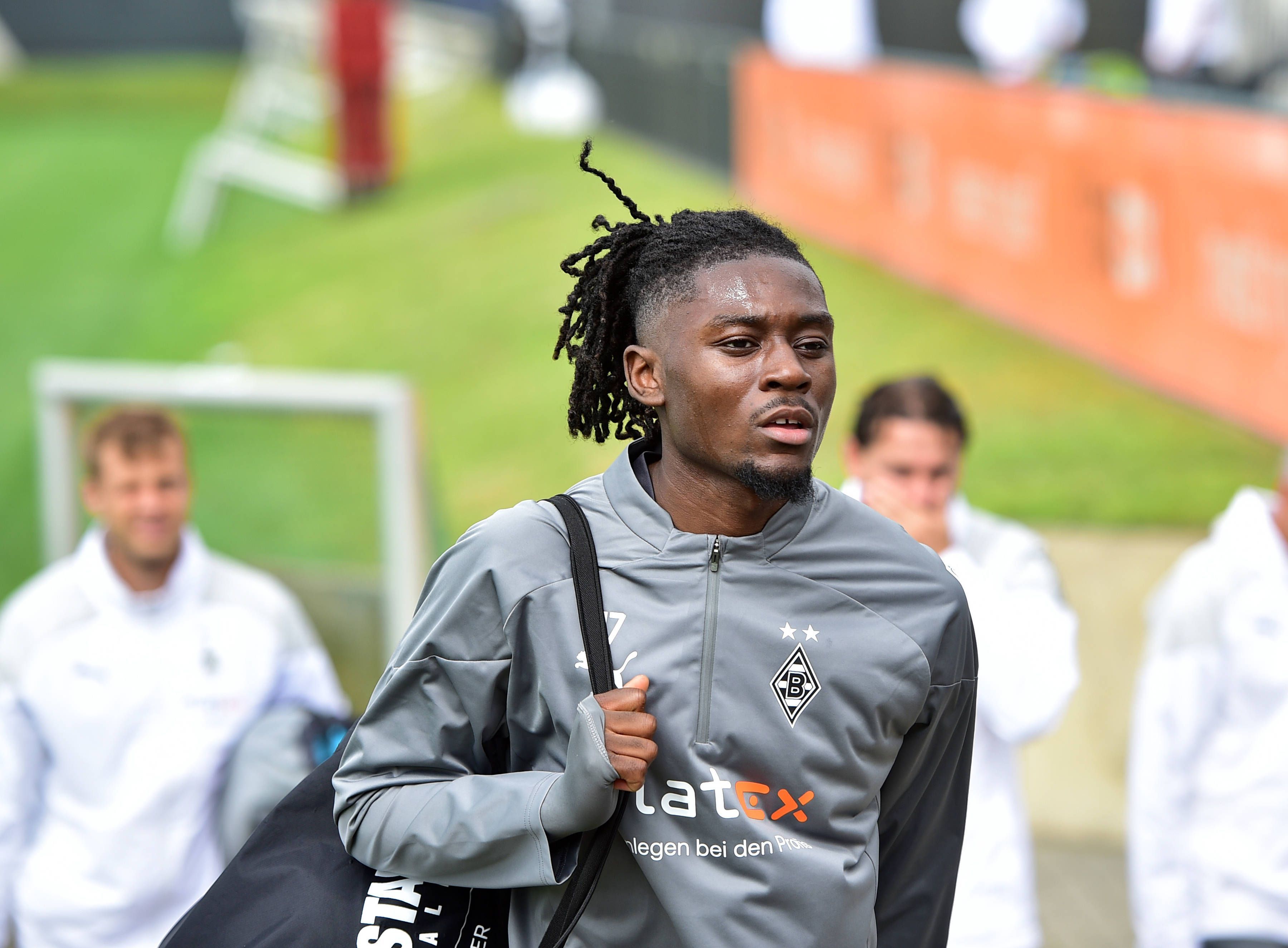 Manu Koné von Borussia Mönchengladbach, hier bei einer Trainingseinheit am 2. August 2023, ist am Mittwoch (6. September) ins Mannschaftstraining eingestiegen.