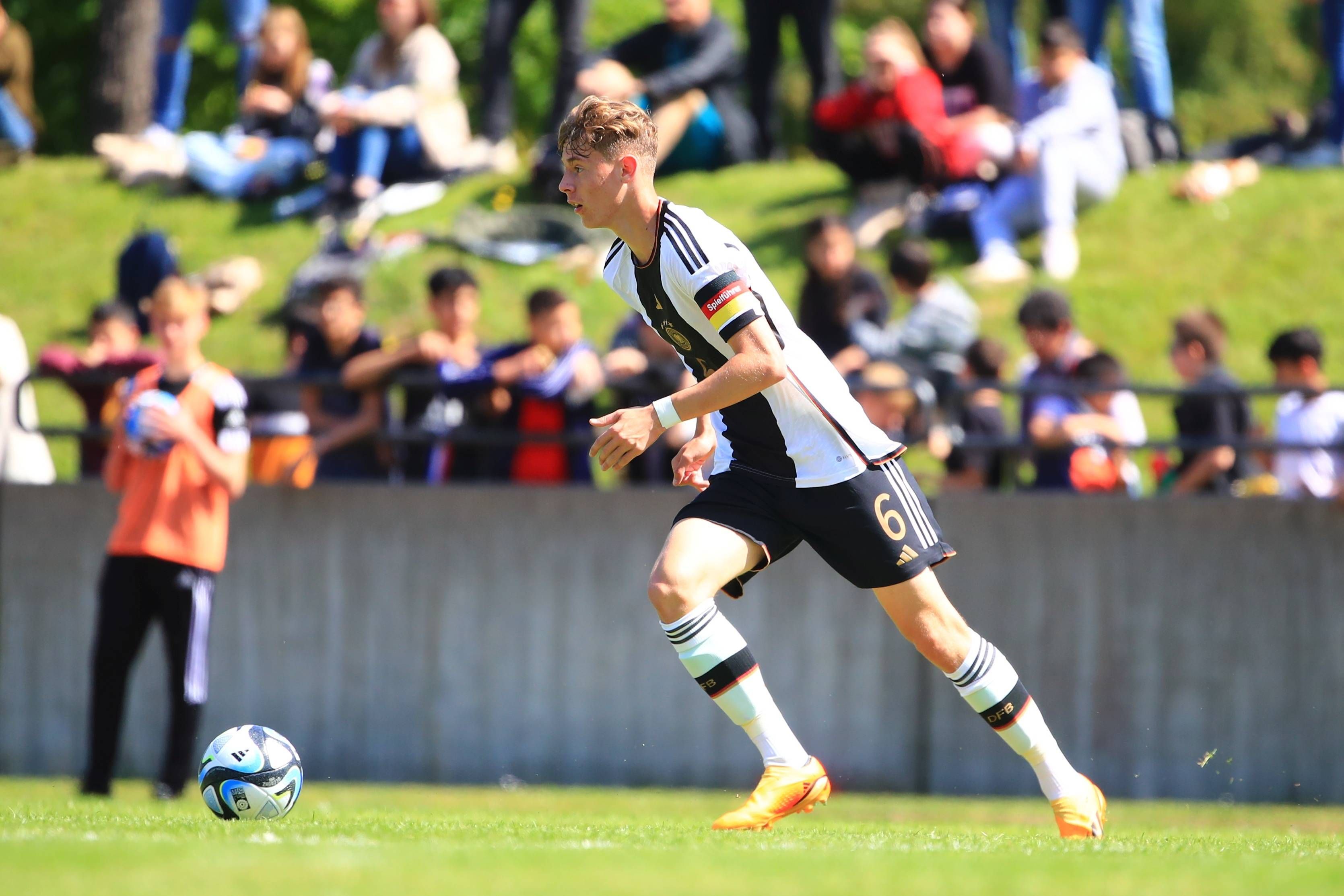 Niklas Swider von Borussia Mönchengladbach bei einem U16-Länderspiel des DFB am 25. Mai 2023.