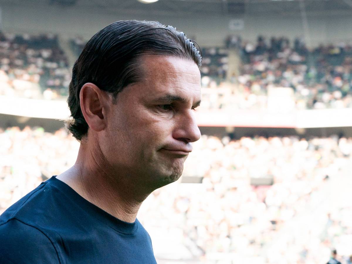 Gerardo Seoane schaut entgeistert nach unten.