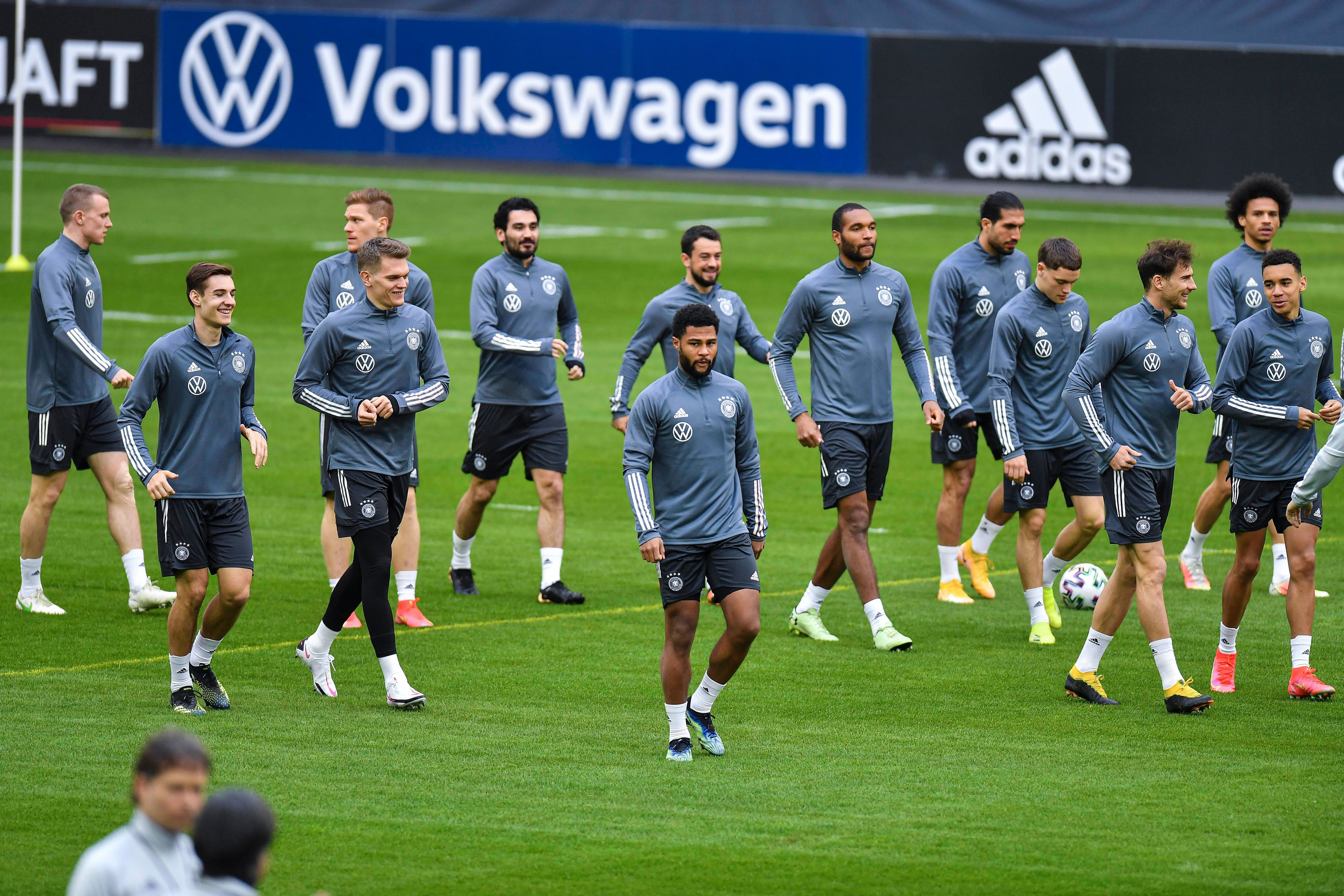 Die deutsche Nationalmannschaft während einer Trainingseinheit in Düsseldorf.