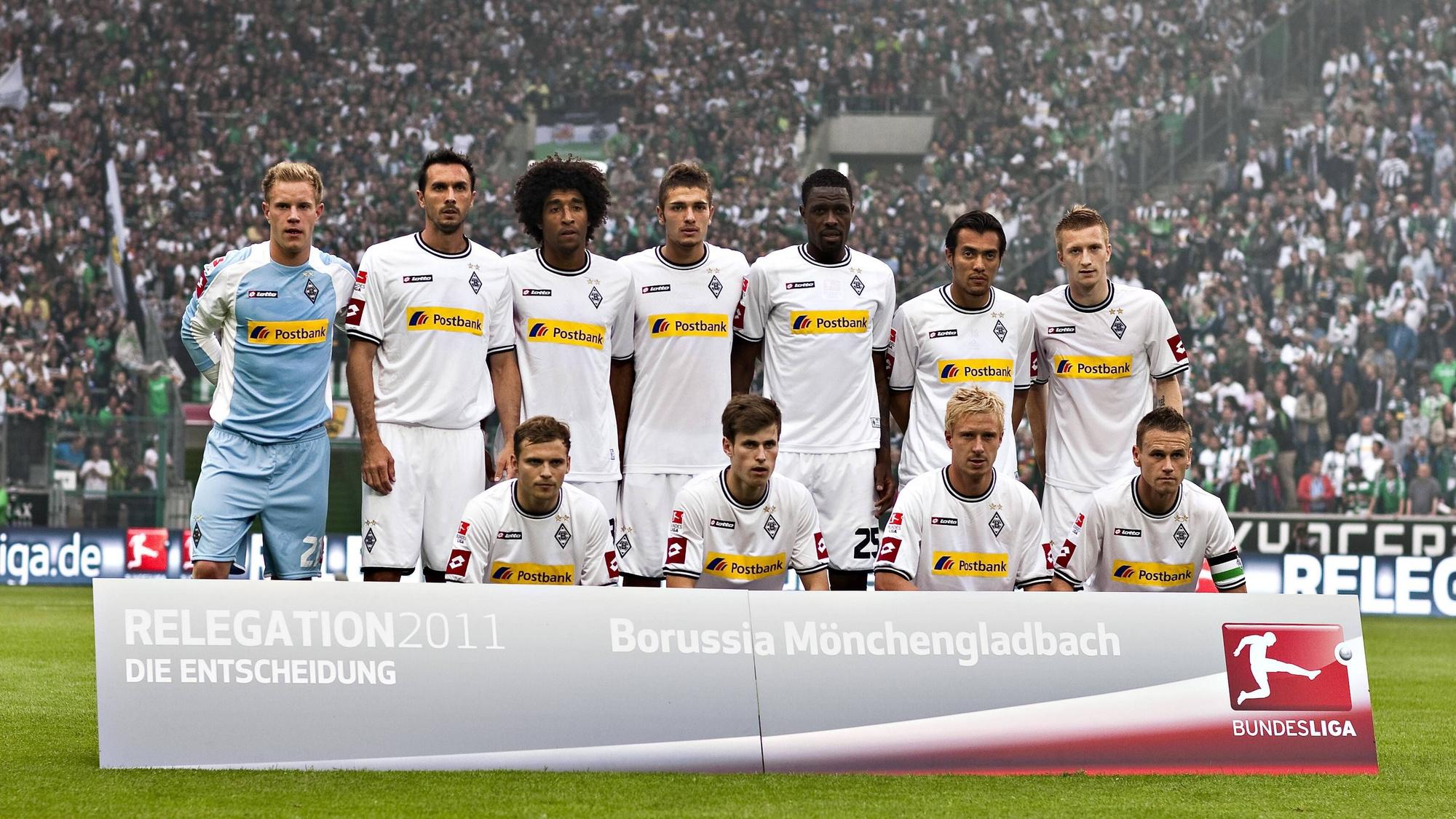 Die Borussia-Elf beim Hinspiel der Relegation.
