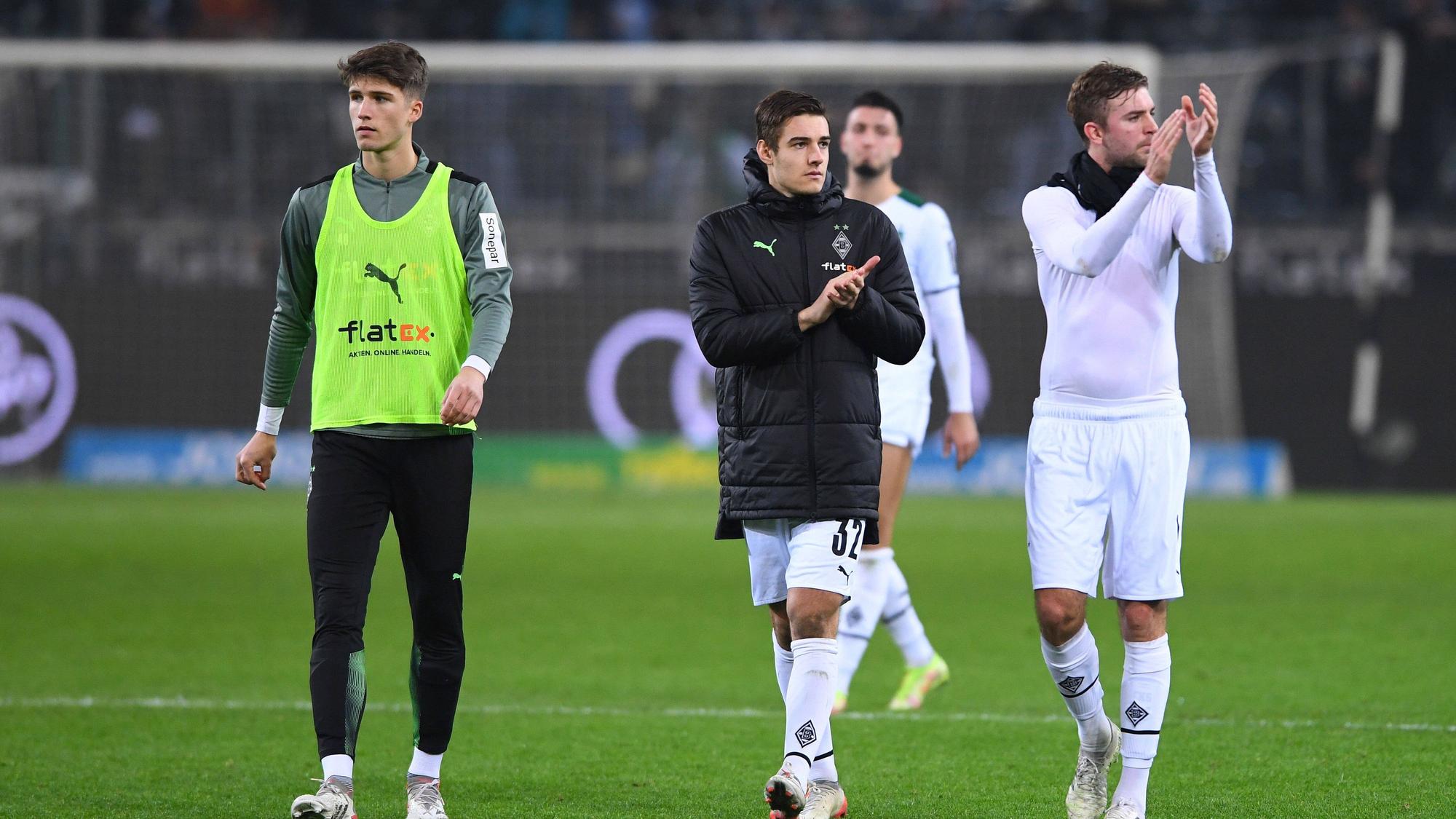 Tom Gaal, Florian Neuhaus und Christoph Kramer bei einer Extrarunde im Borussia-Park.