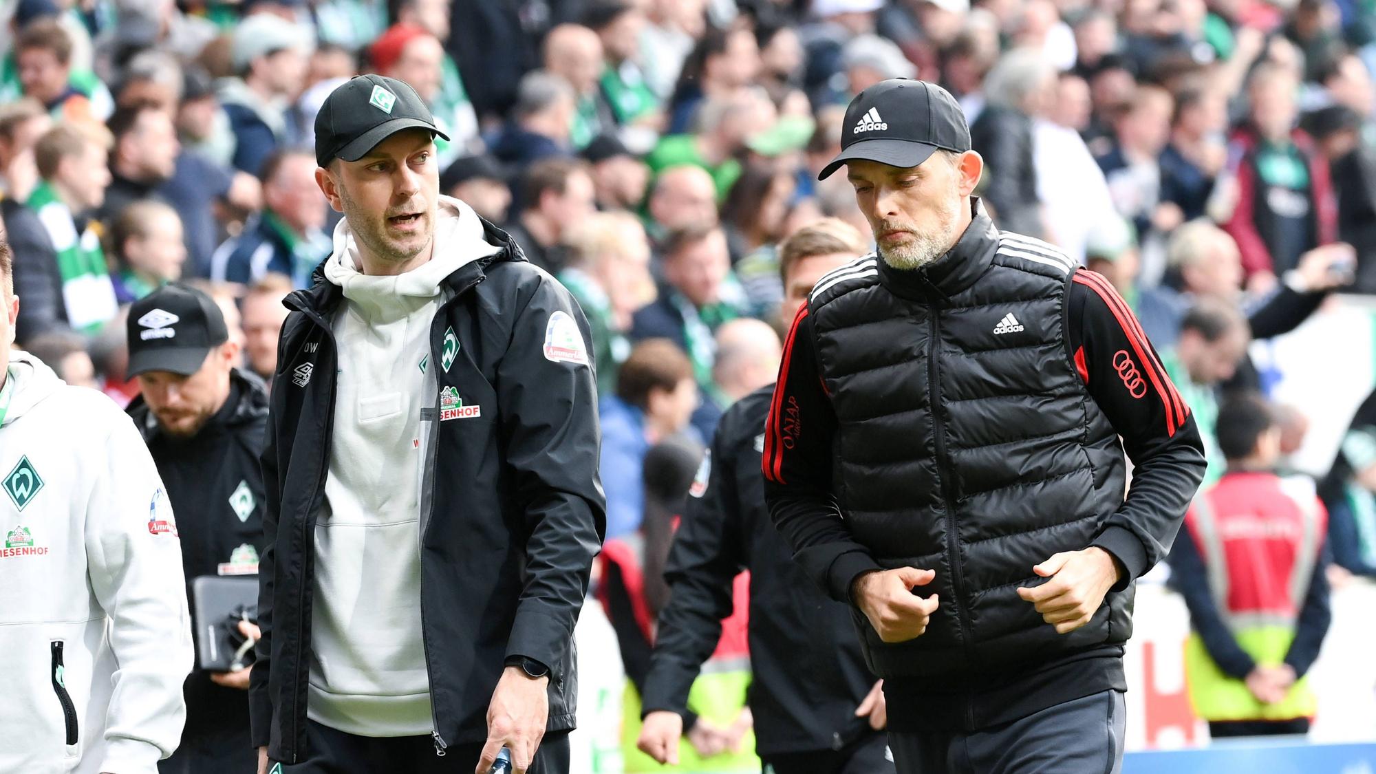 Ole Werner und Thomas Tuchel auf dem Weg in die Kabine.