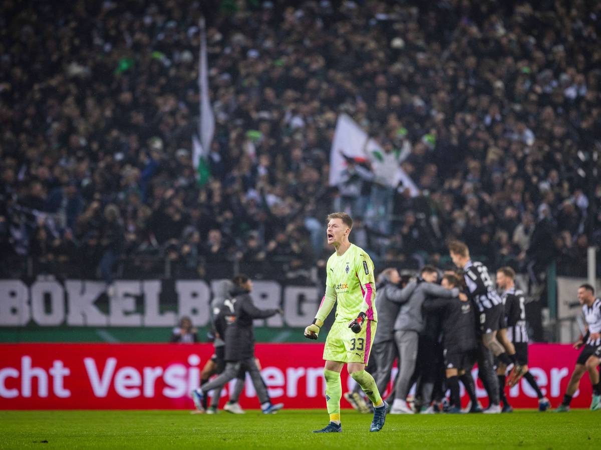 Die Spieler von Borussia Mönchengladbach in Extase.